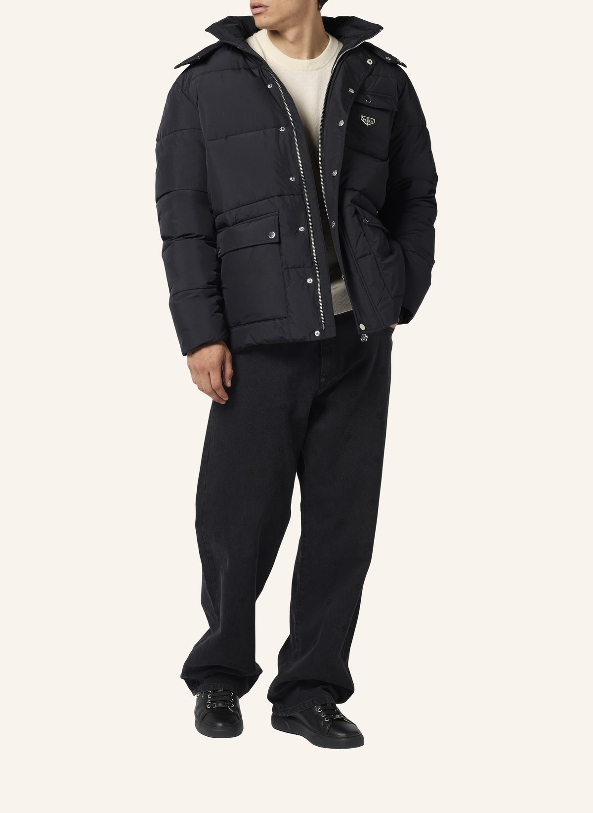 Nylon Puffer Jacket Gothic Plein