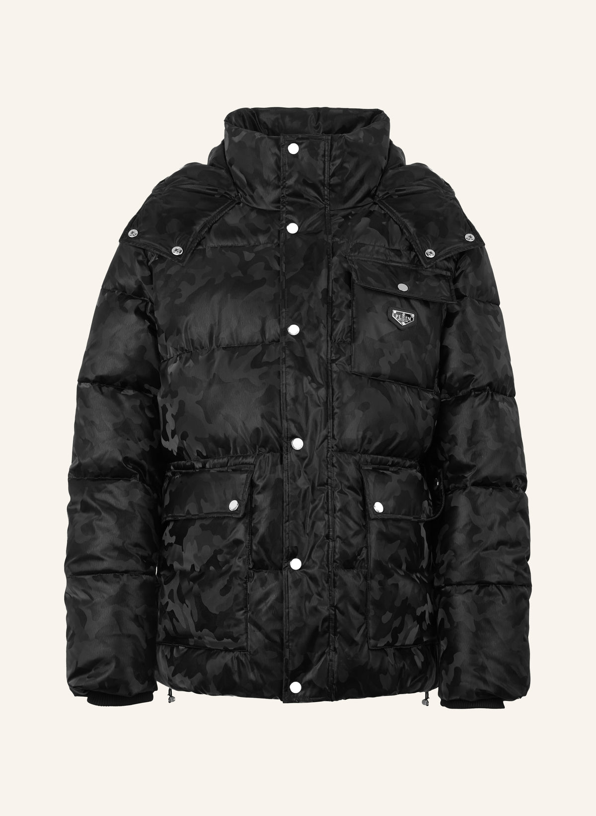 Shiny Nylon Puffer Jacket Camouflage