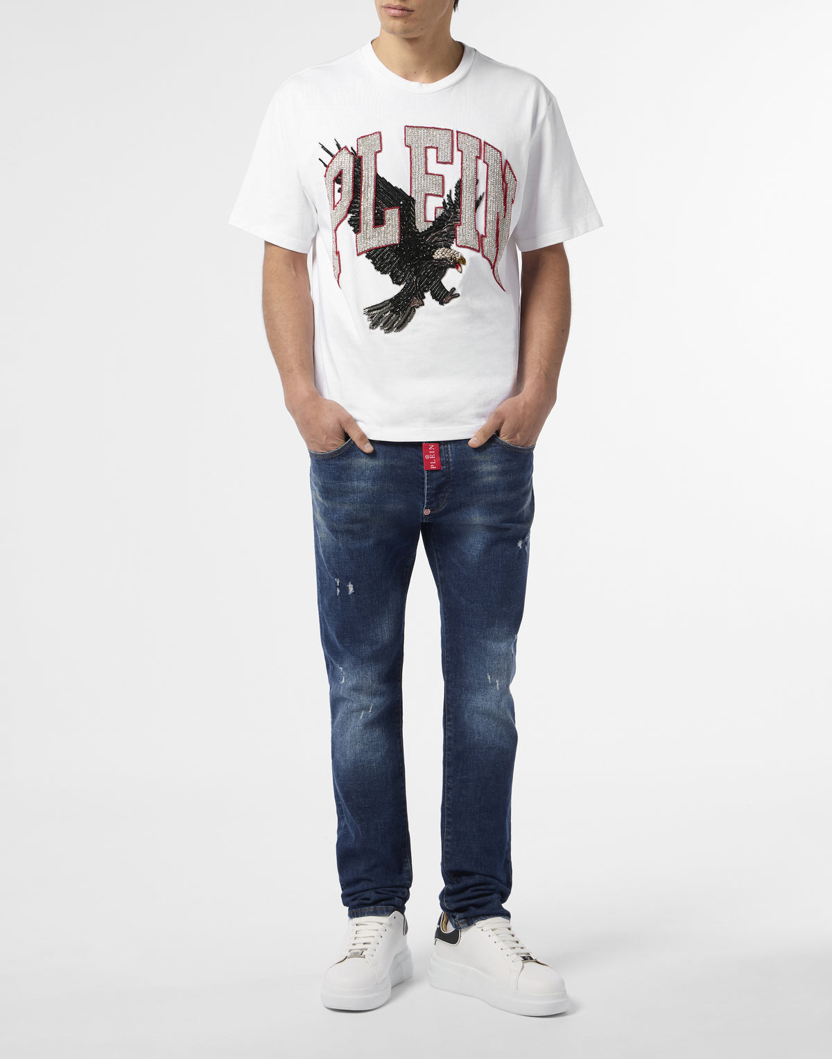 Washed Round Neck T-Shirt Plein Eagle