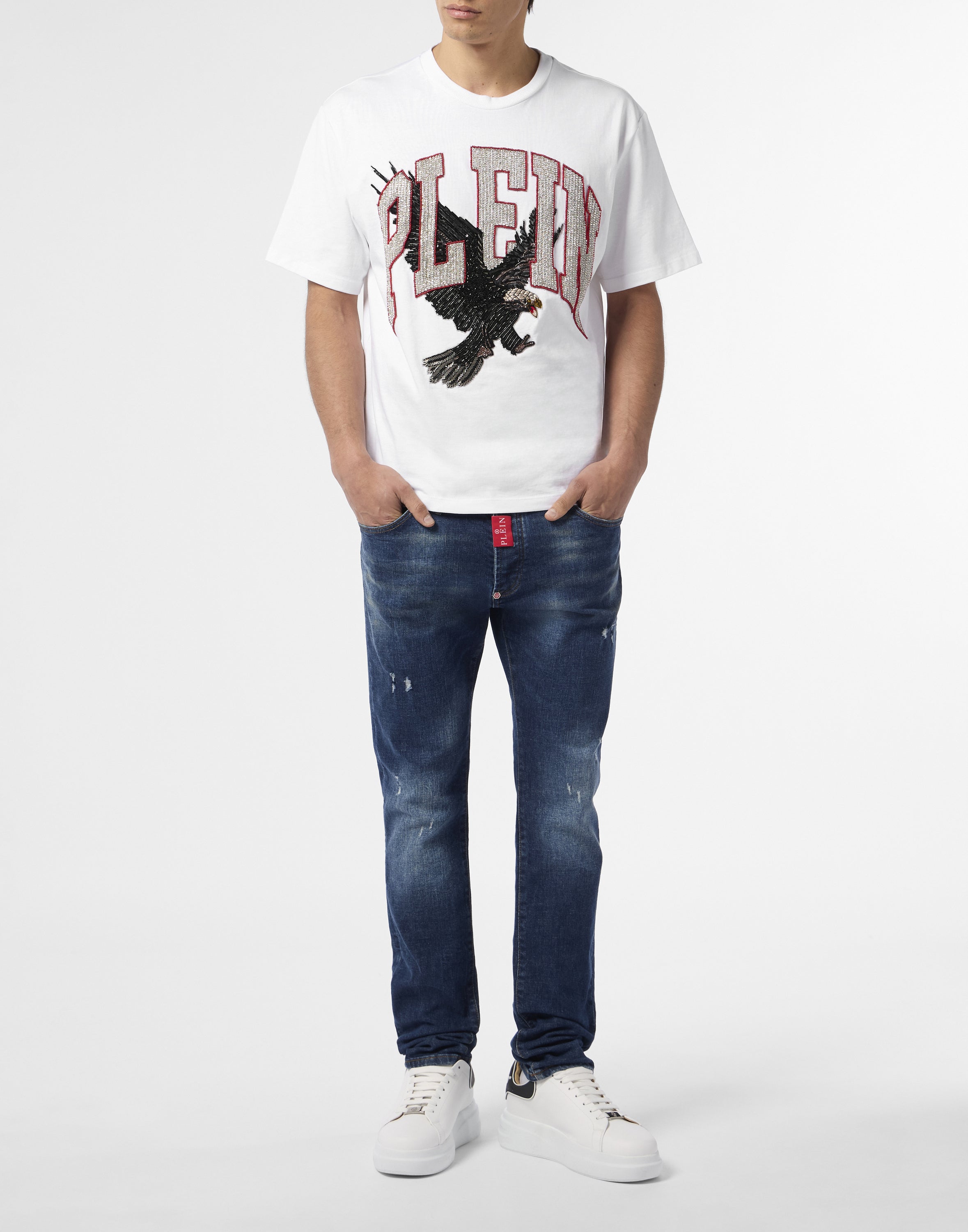 Washed Round Neck T-Shirt Plein Eagle