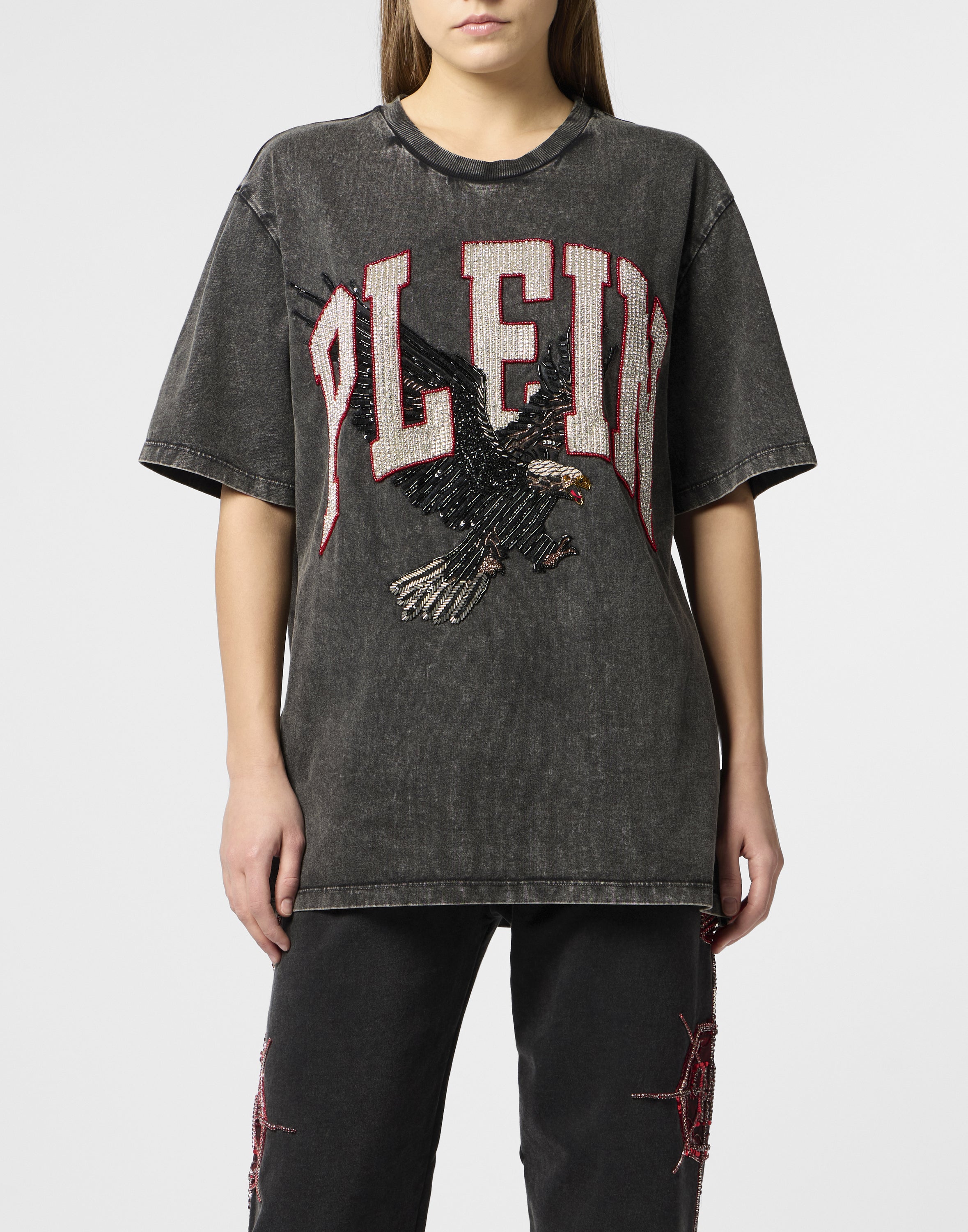 Washed Round Neck T-Shirt Plein Eagle