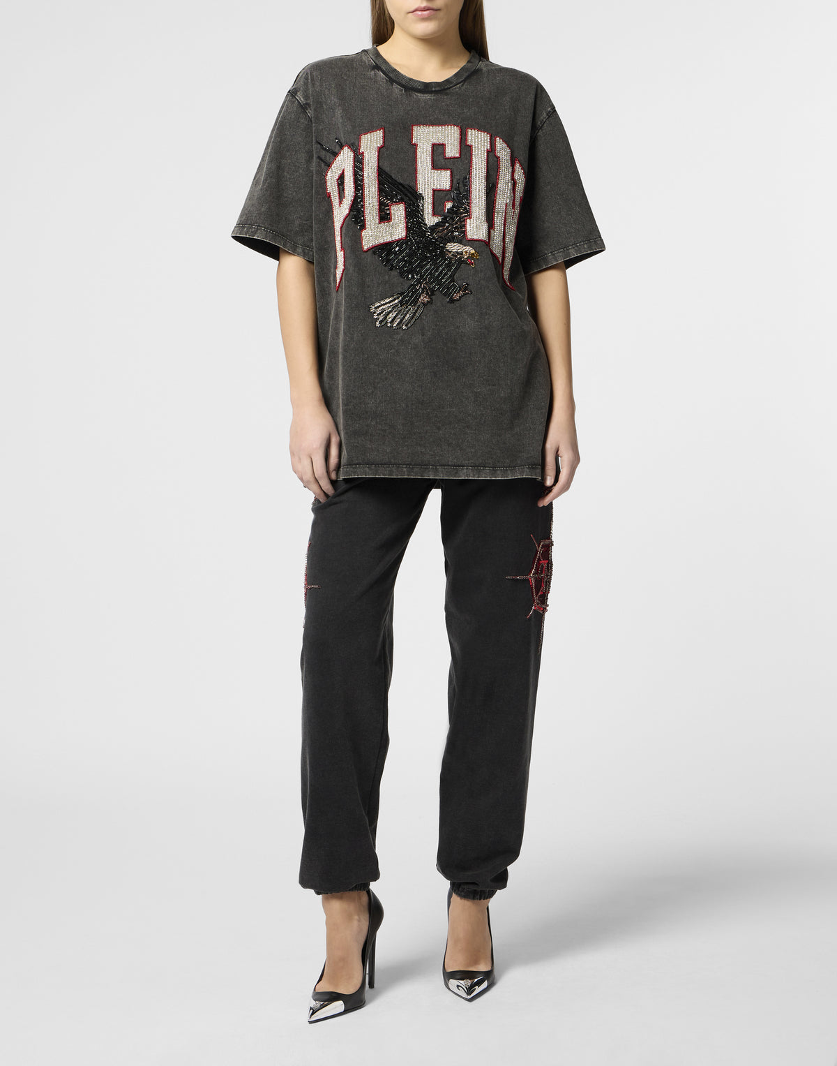 Philipp Plein Washed Round Neck T-Shirt Plein Eagle, Shirts