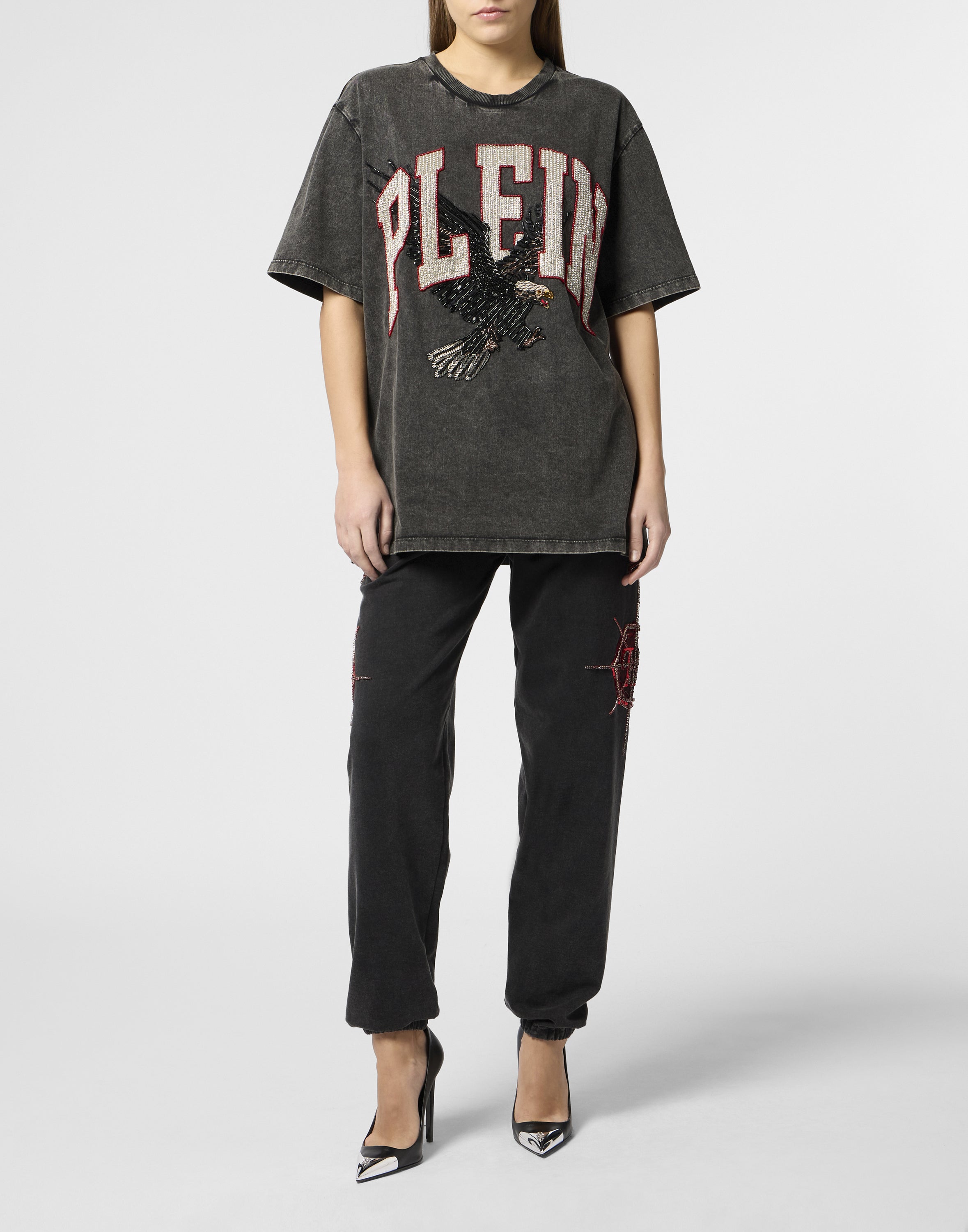 Washed Round Neck T-Shirt Plein Eagle