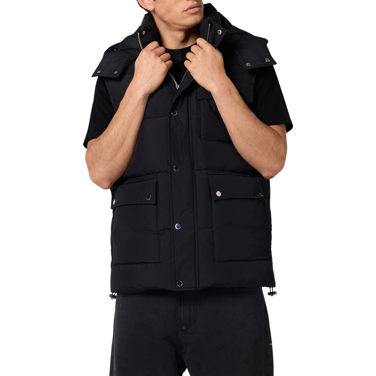 Nylon Puffer Vest Gothic Plein