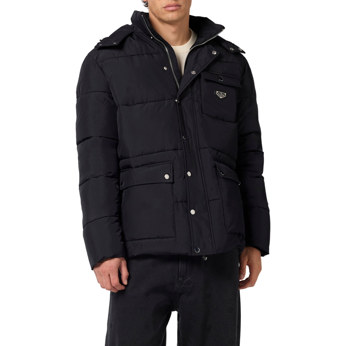 Nylon Puffer Jacket Gothic Plein