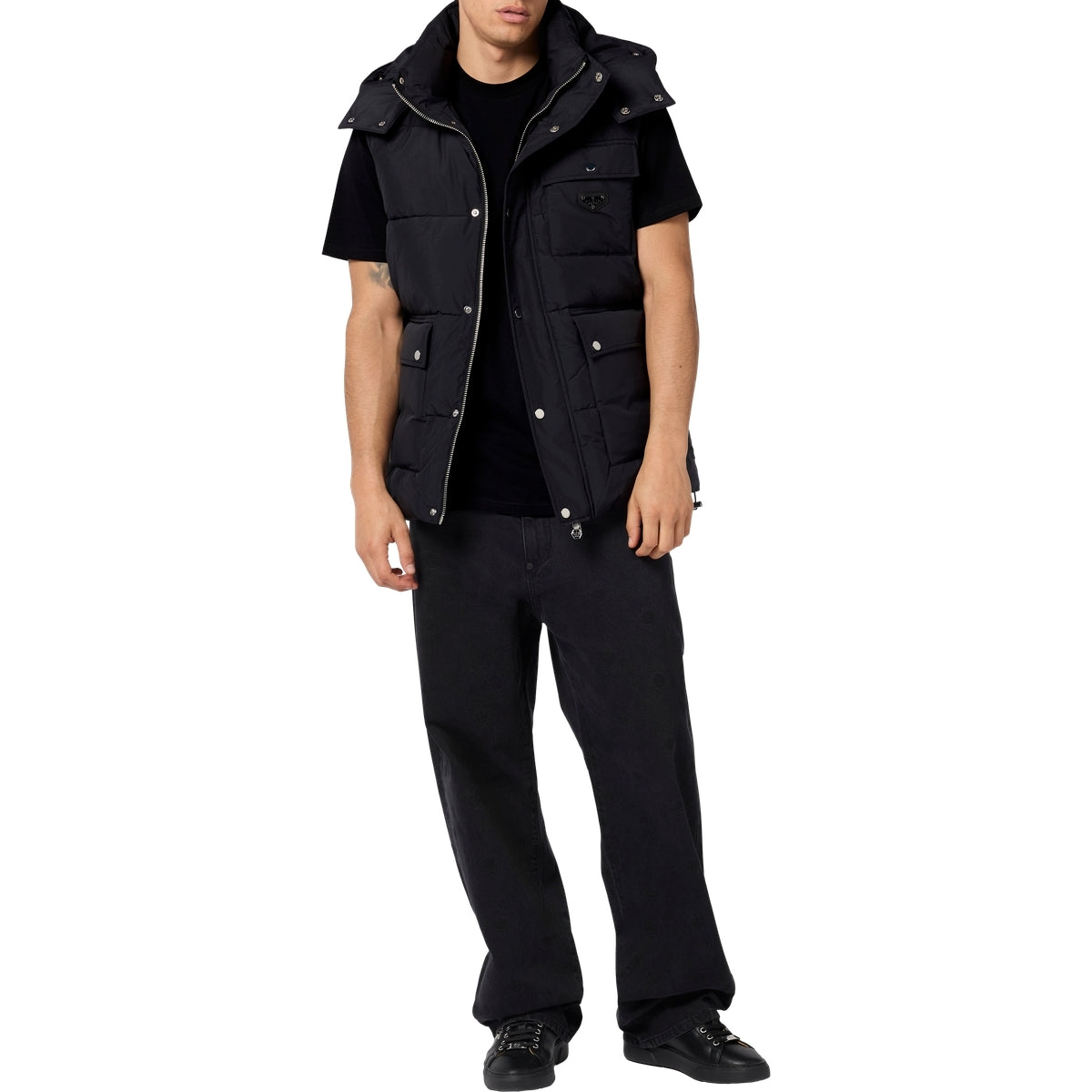 Nylon Puffer Vest Gothic Plein