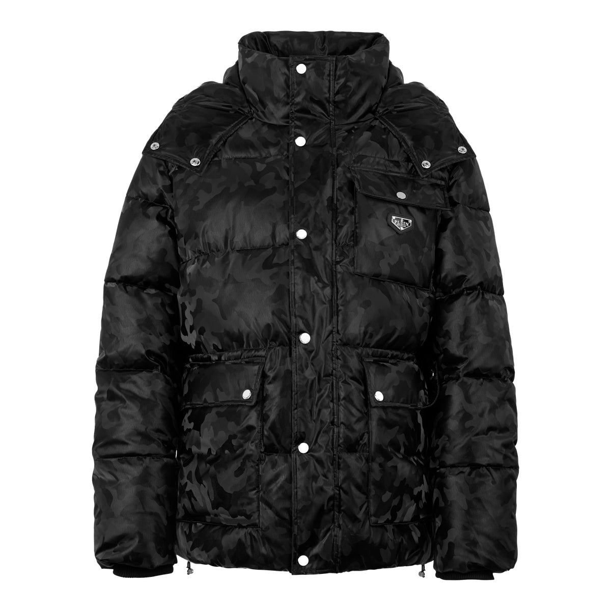 Shiny Nylon Puffer Jacket Camouflage