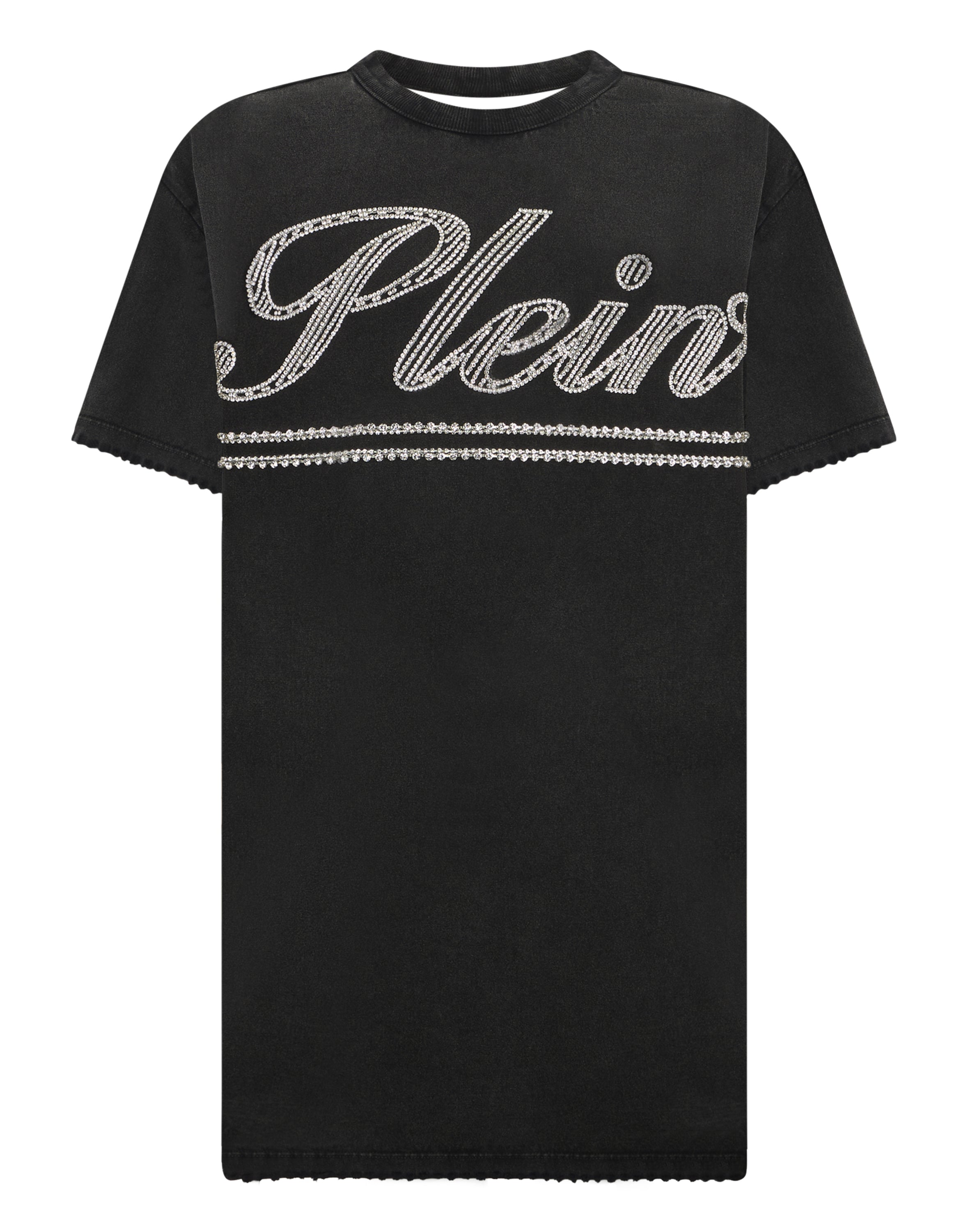 Open Back T-Shirt Dress Strass Signature