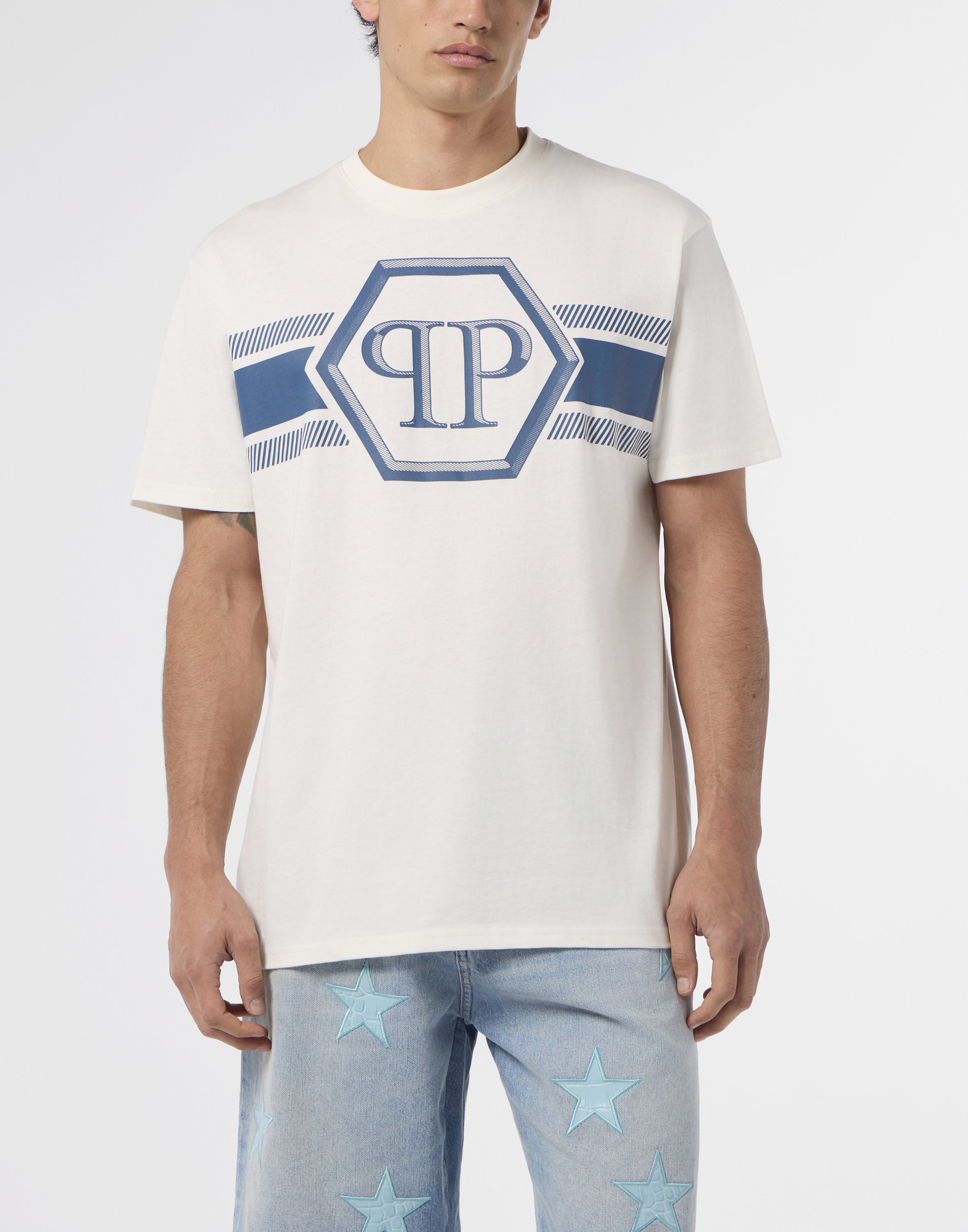 Round Neck T-Shirt Hexagon Line