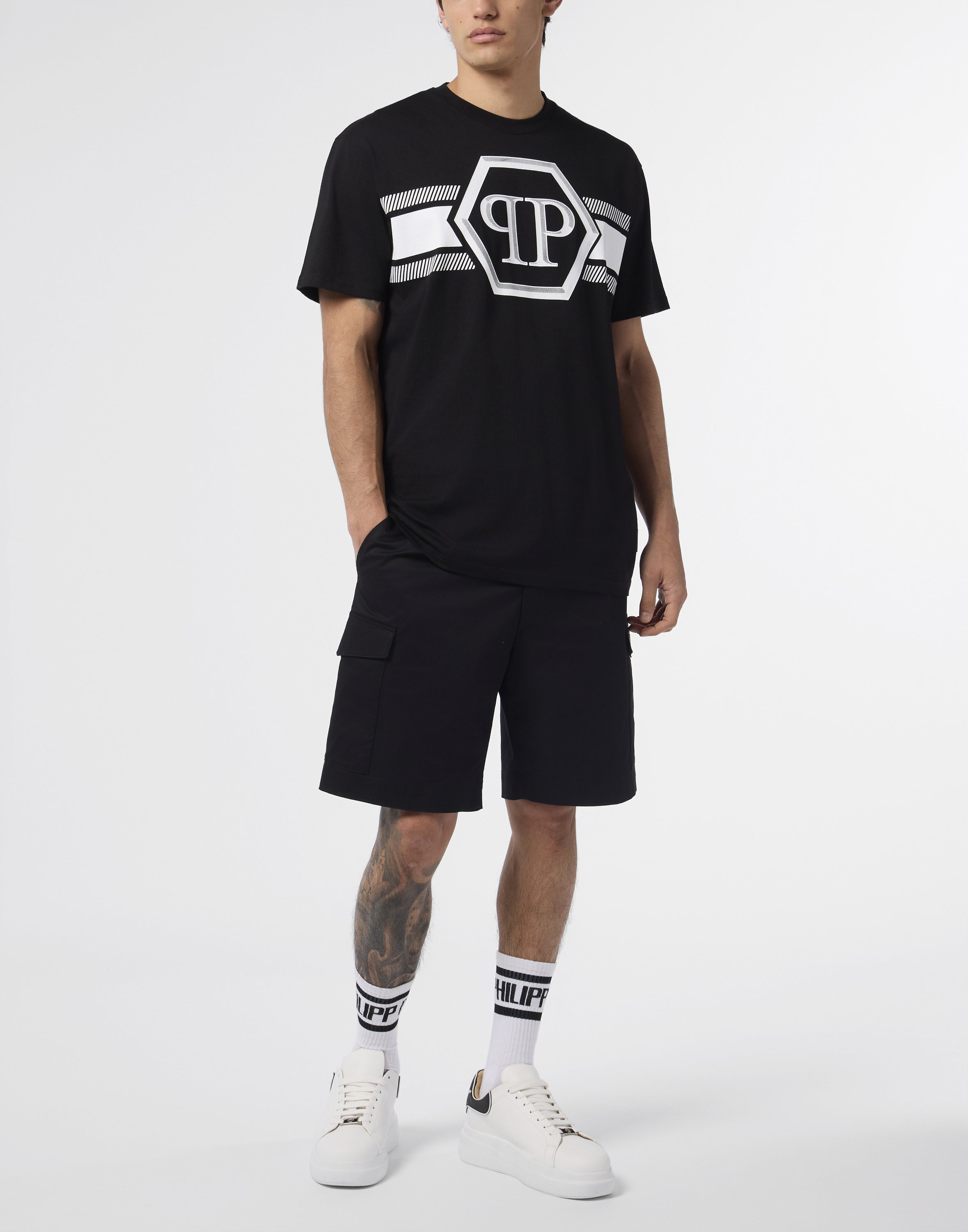 Round Neck T-Shirt Hexagon Line