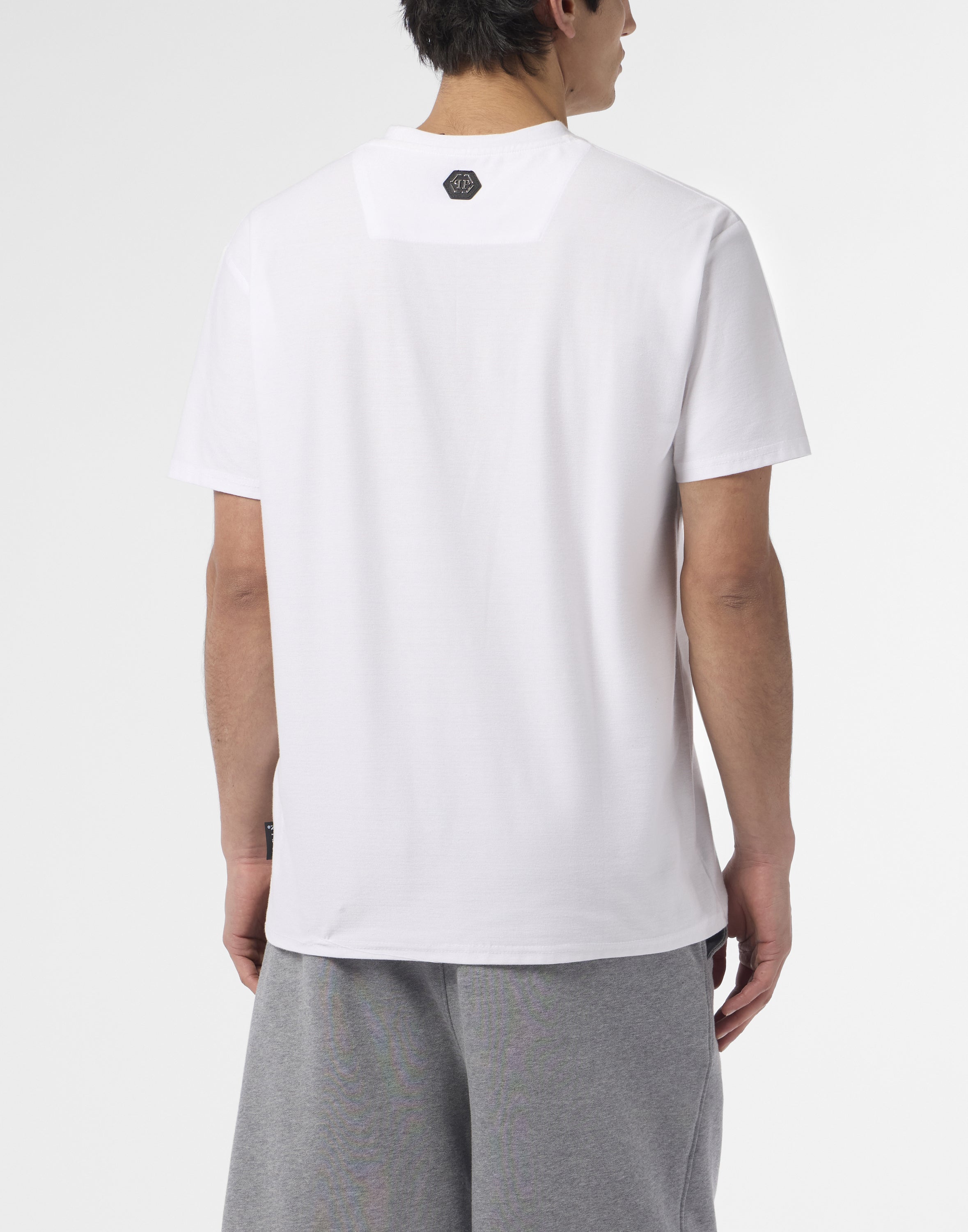 Round Neck T-Shirt Jacquard Hexagon Line
