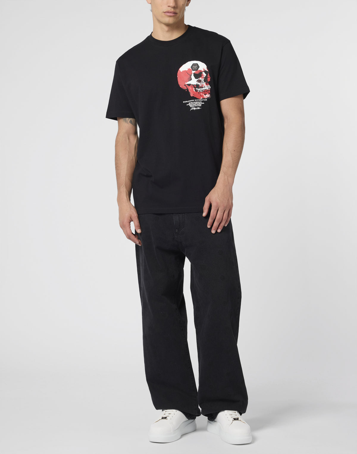 Roundneck T-Shirt Puffy Red Skull Skull