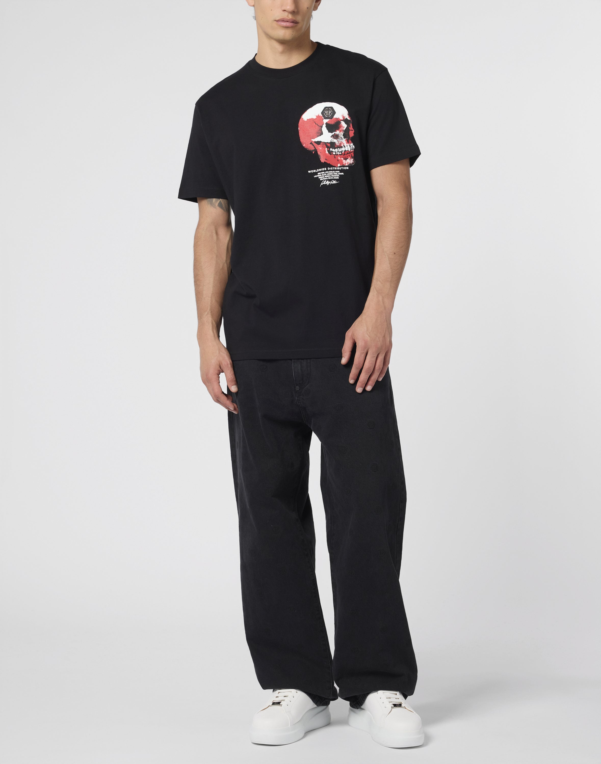 Roundneck T-Shirt Puffy Red Skull Skull