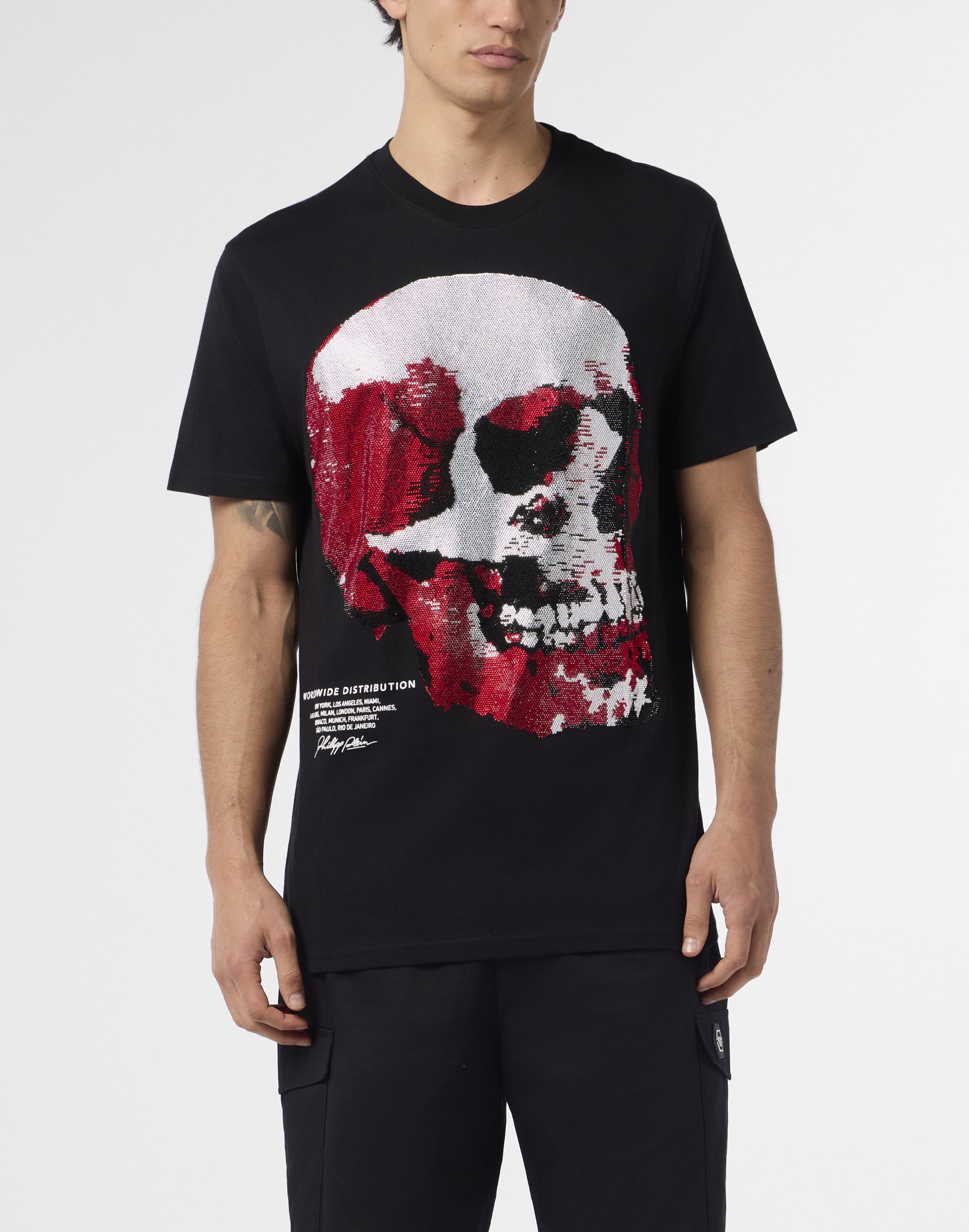 Round Neck T-Shirt Red Skull Skull