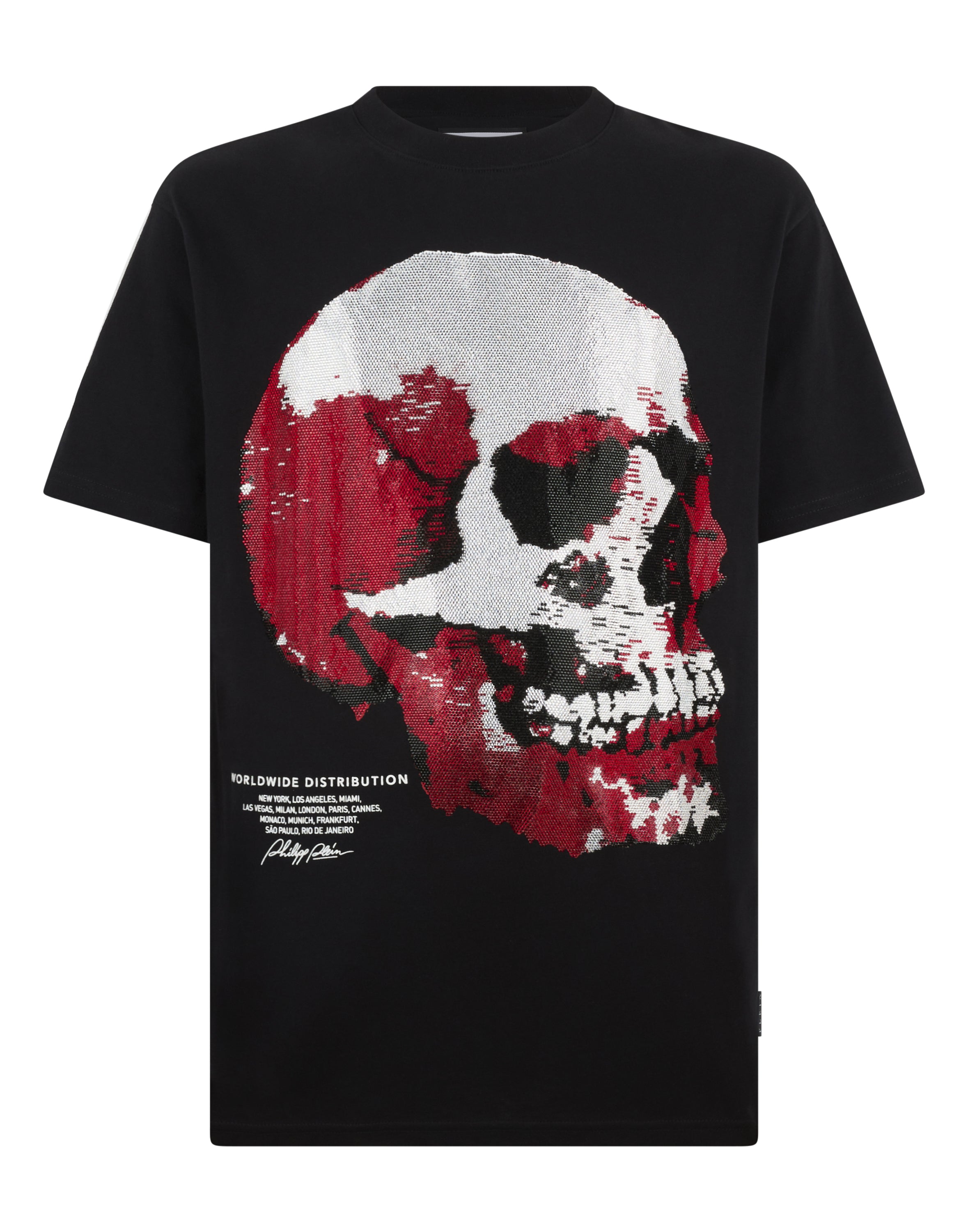 Round Neck T-Shirt Red Skull Skull