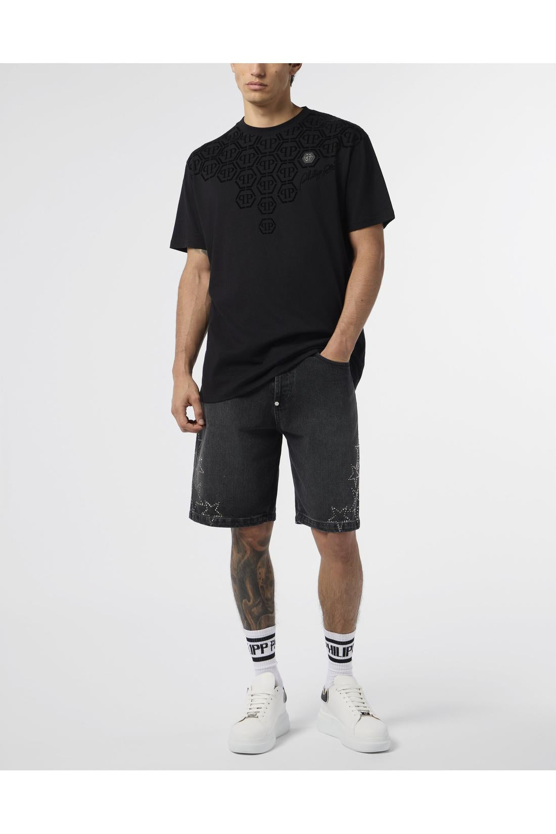 Philipp Plein Round Neck T-Shirt Degrade Monogram Monogram, Shirts