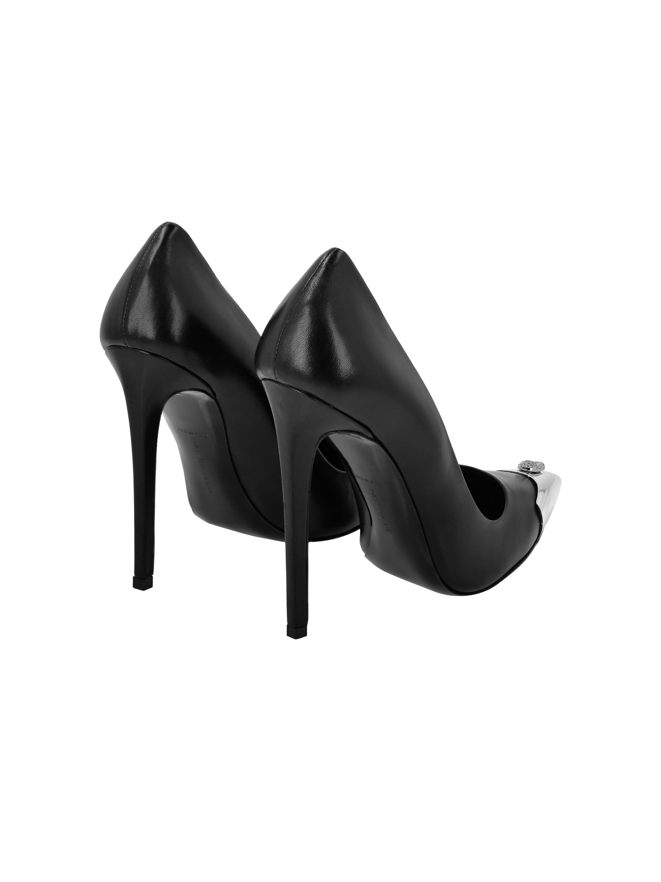 Leather Decollete Hi-Heels Skull strass