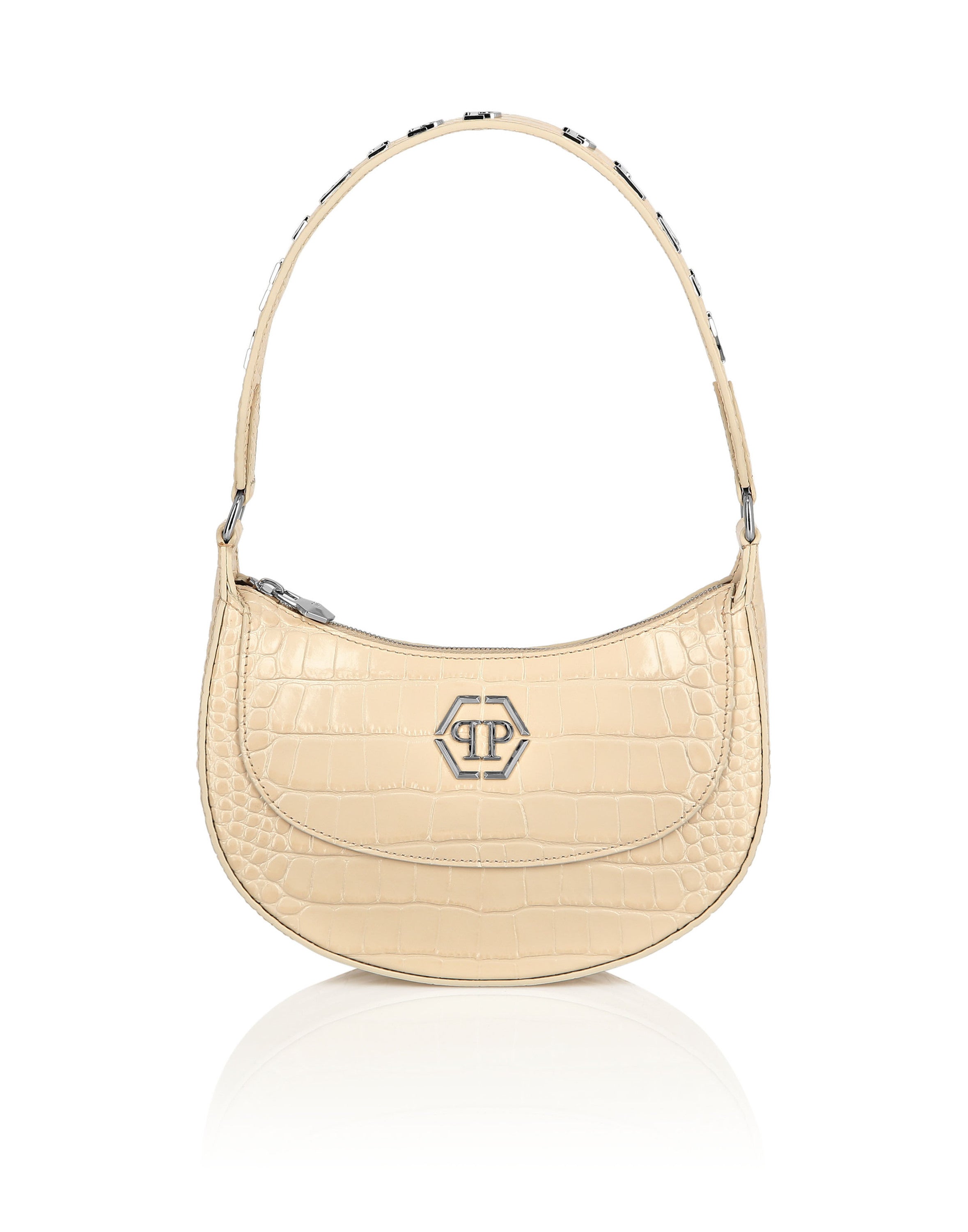 Croco Printed Leather Handle Bag