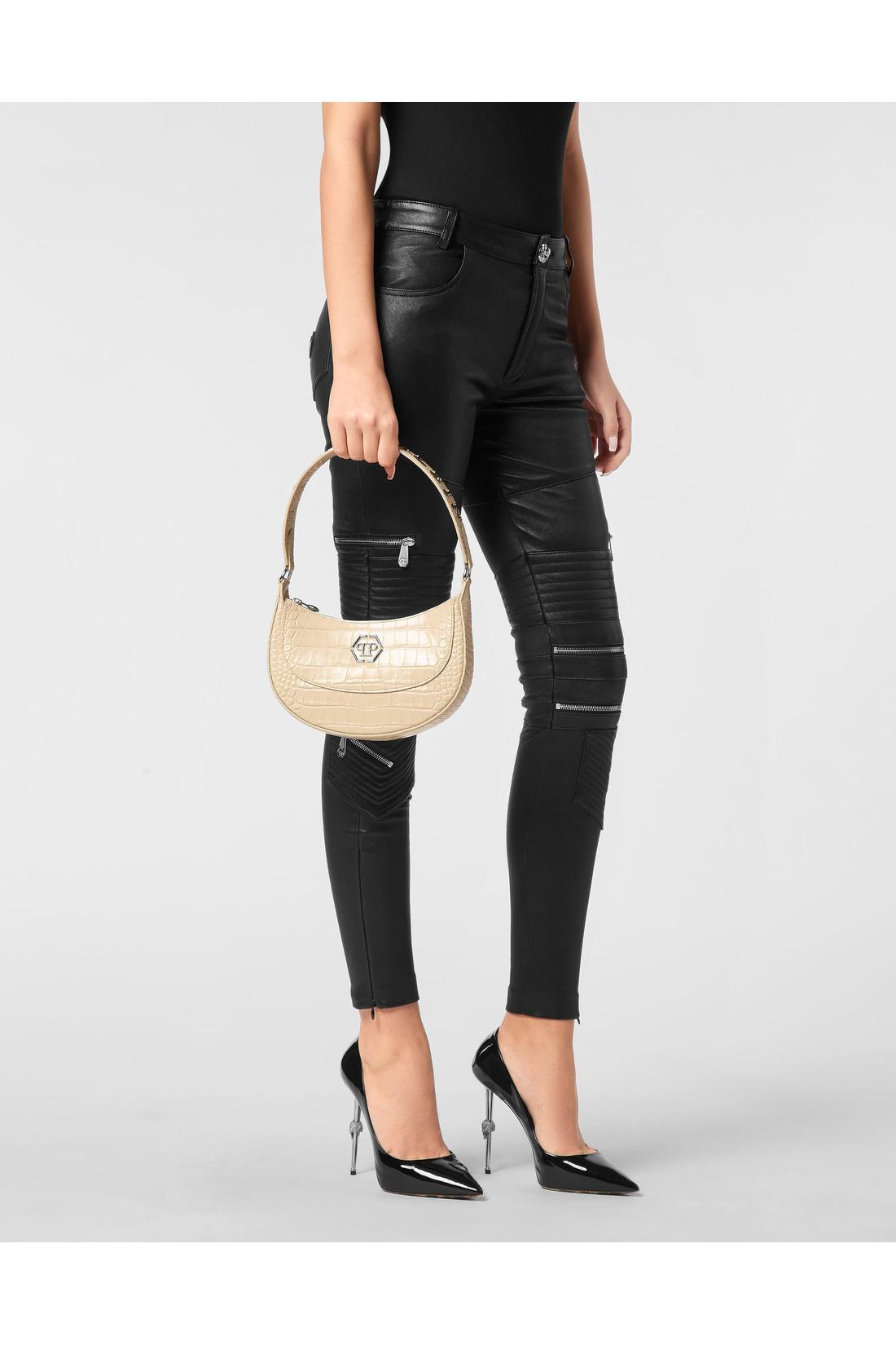Croco Printed Leather Handle Bag