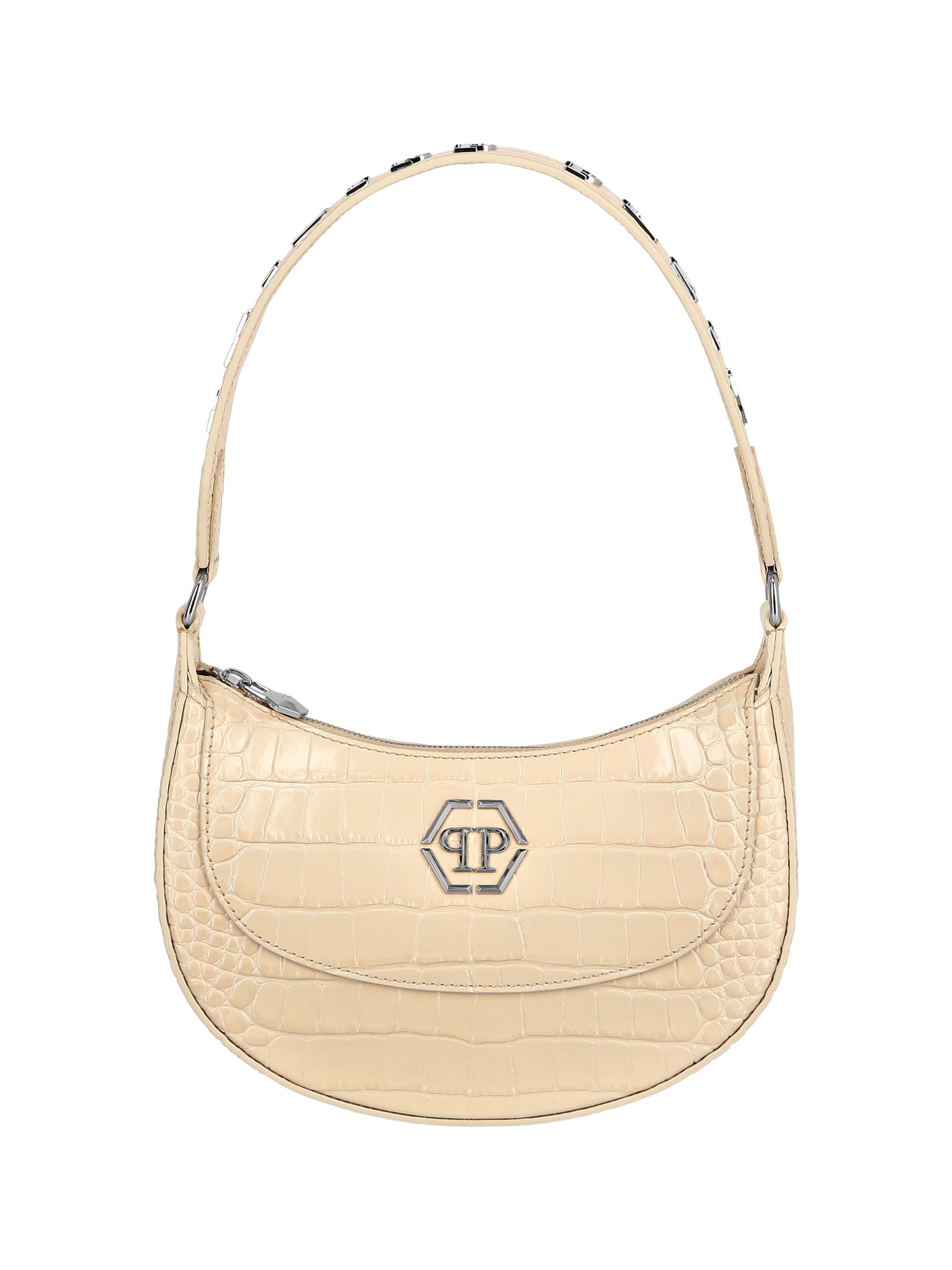 Croco Printed Leather Handle Bag