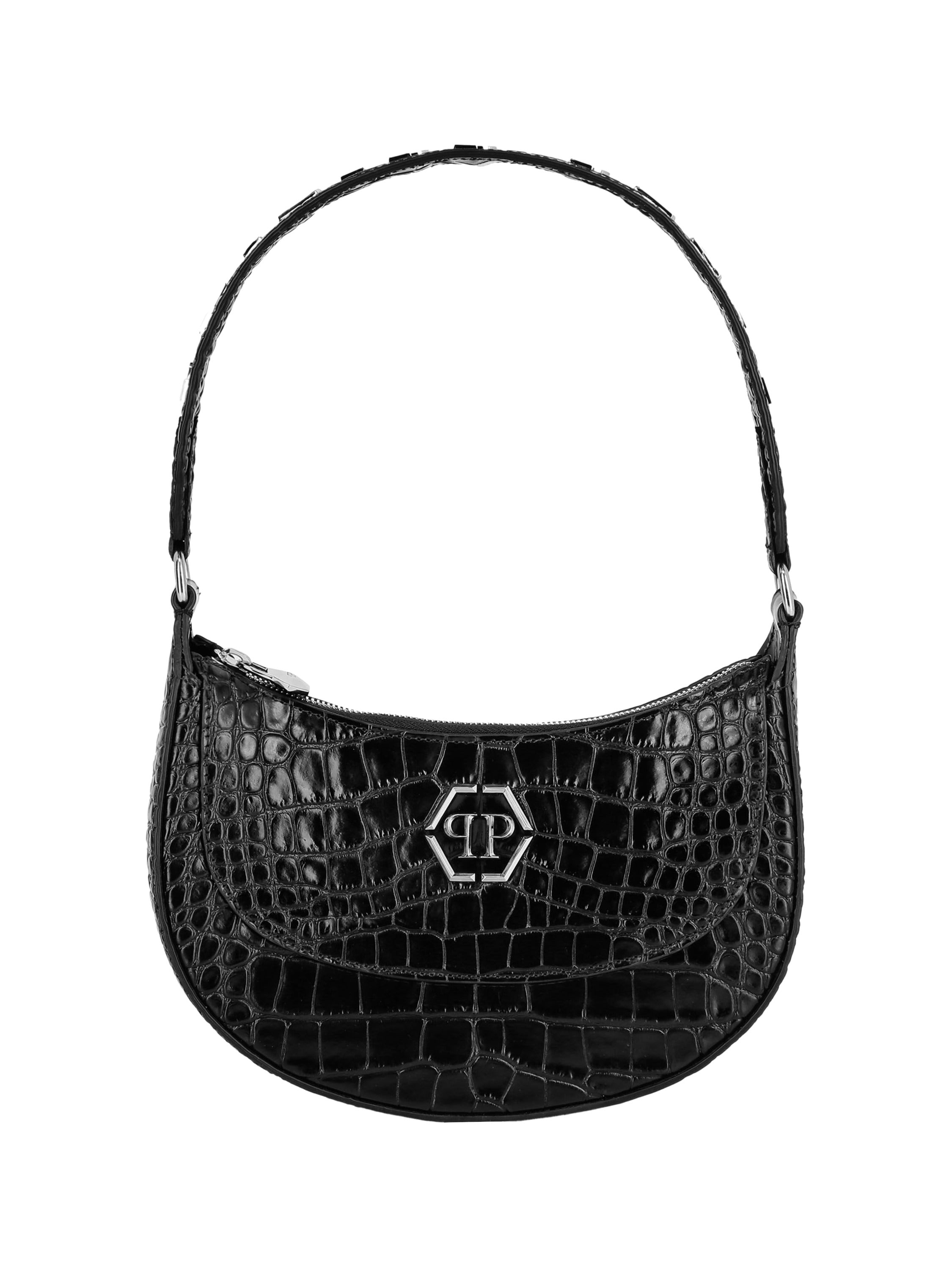 Croco Printed Leather Handle Bag