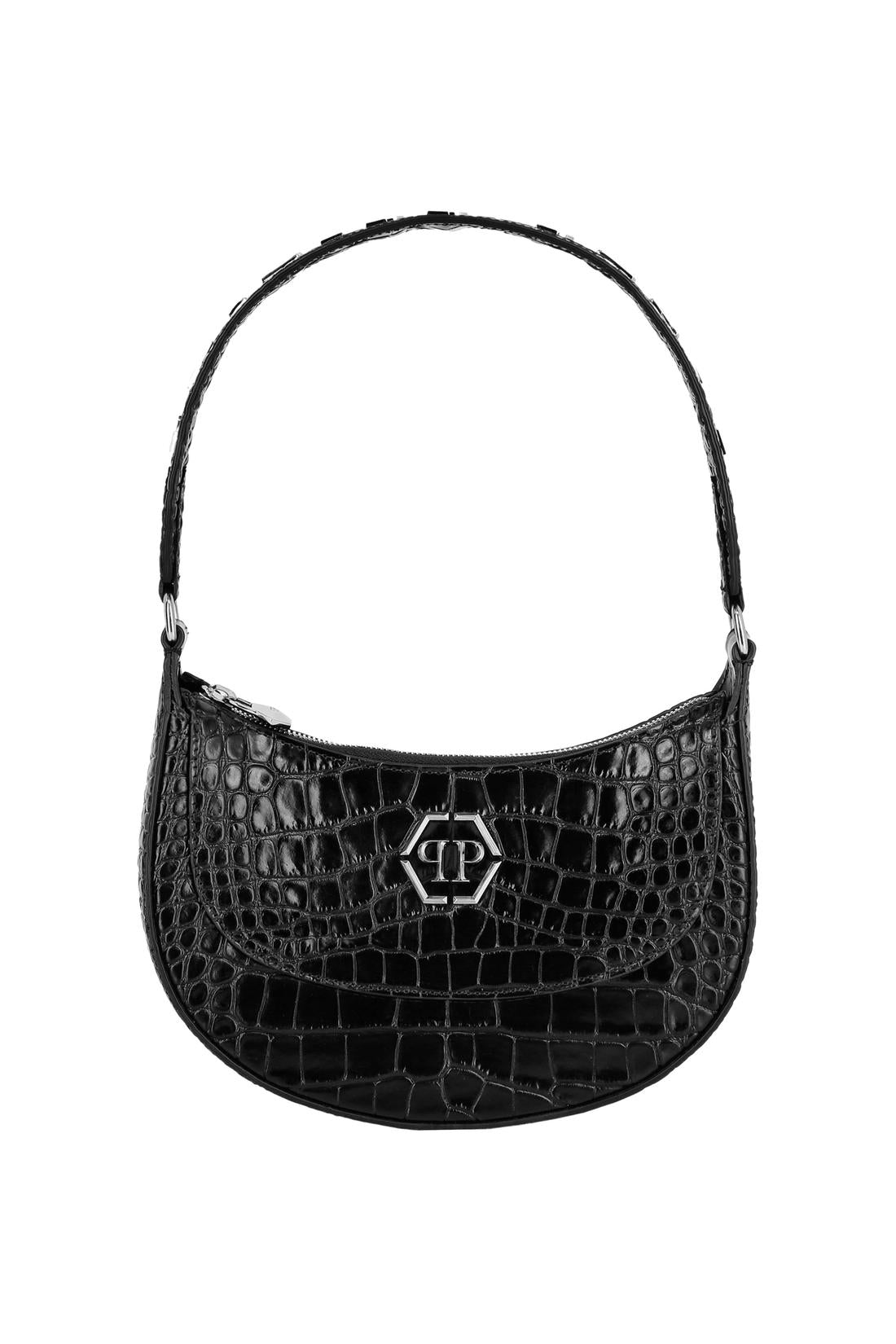 Croco Printed Leather Handle Bag