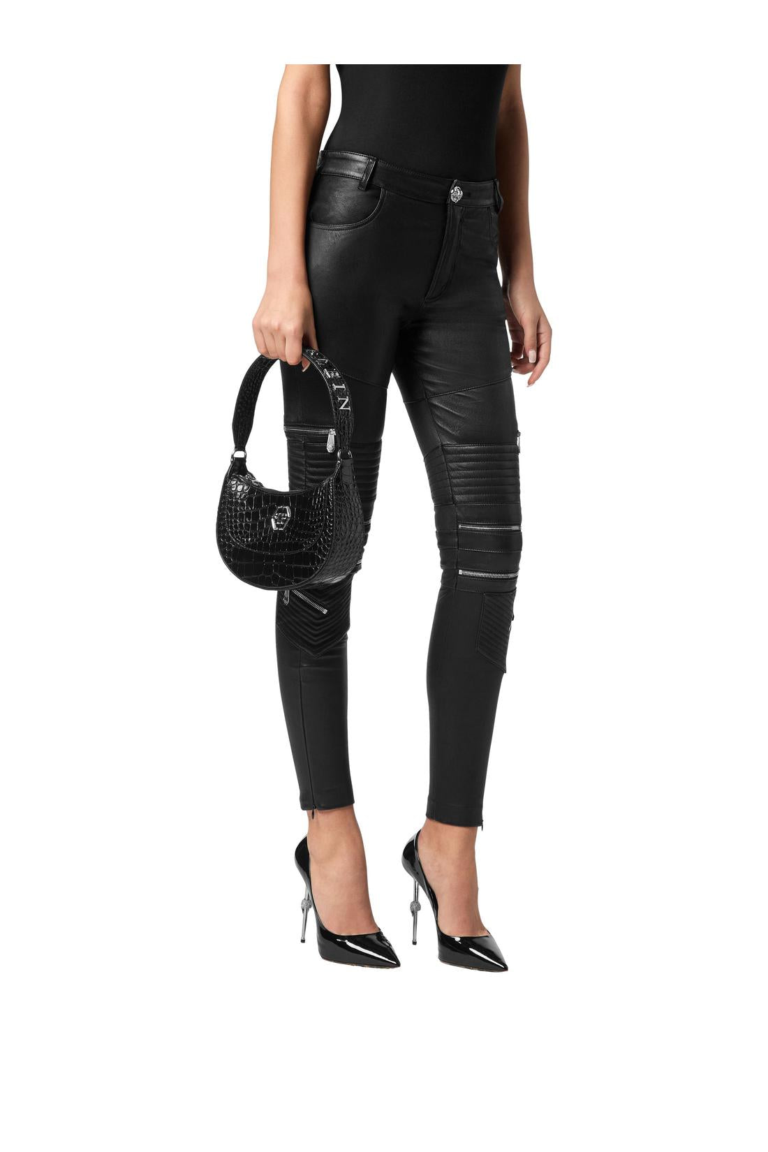 Croco Printed Leather Handle Bag