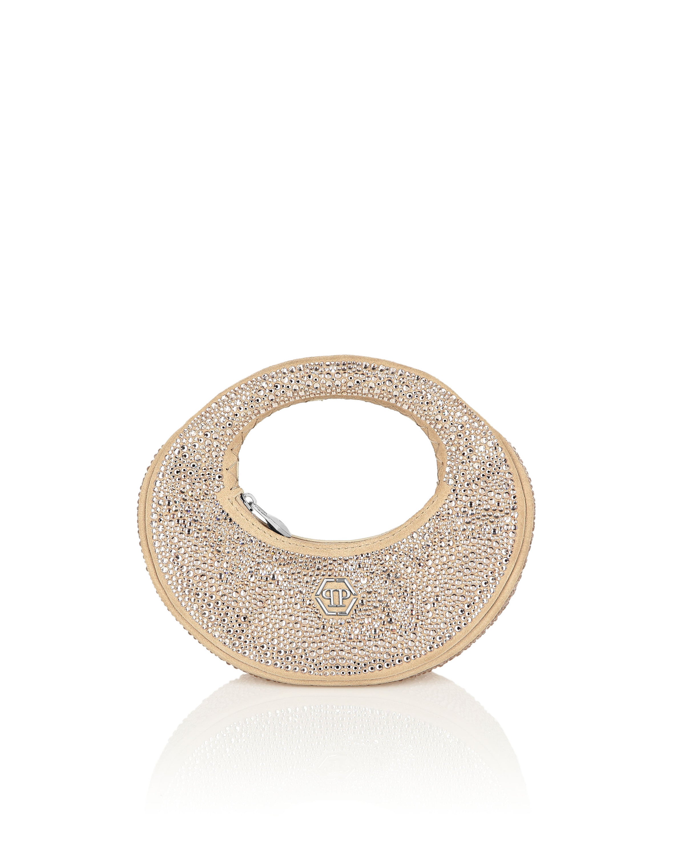 Suede Mini Handle Bag Strass