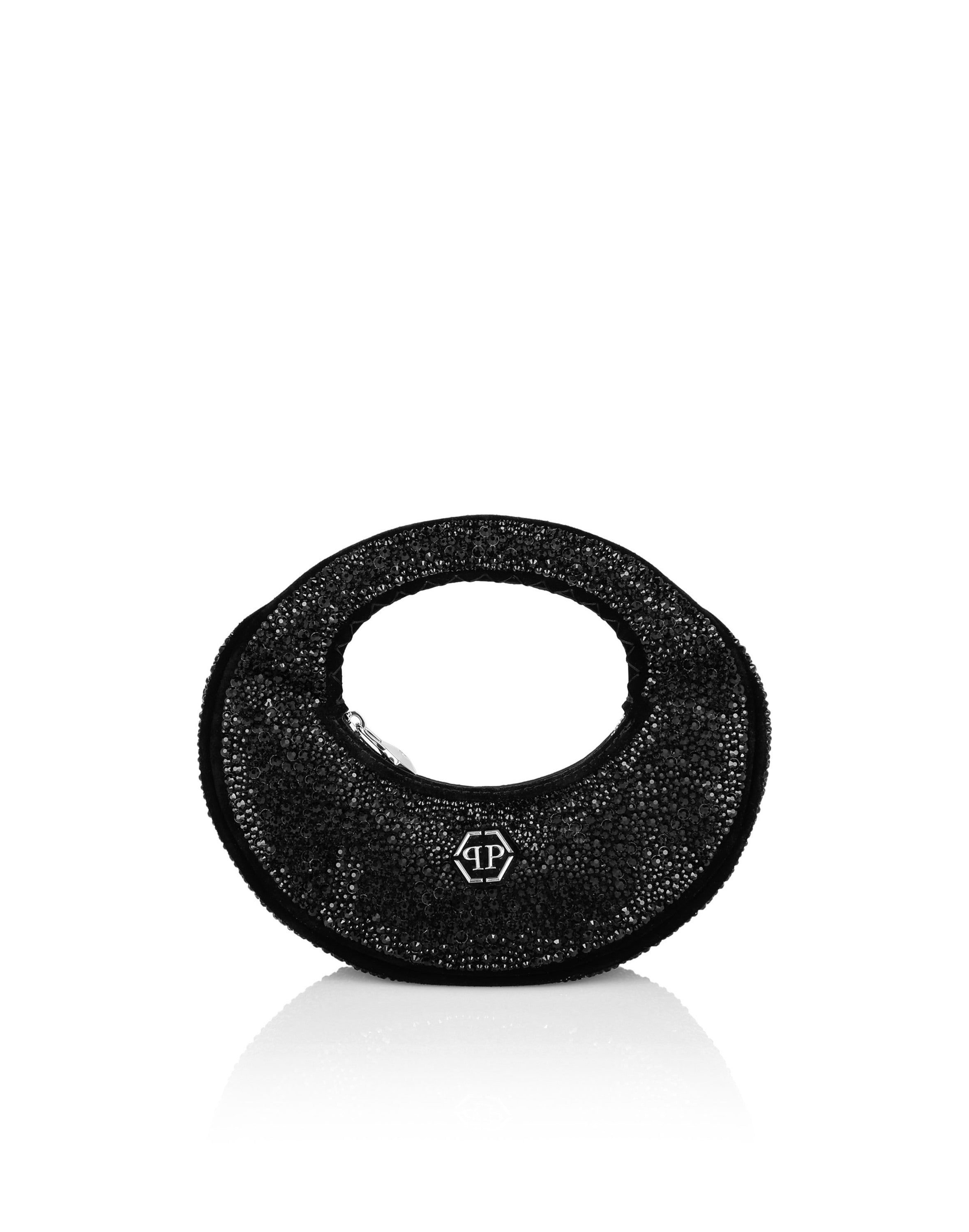 Suede Mini Handle Bag Strass