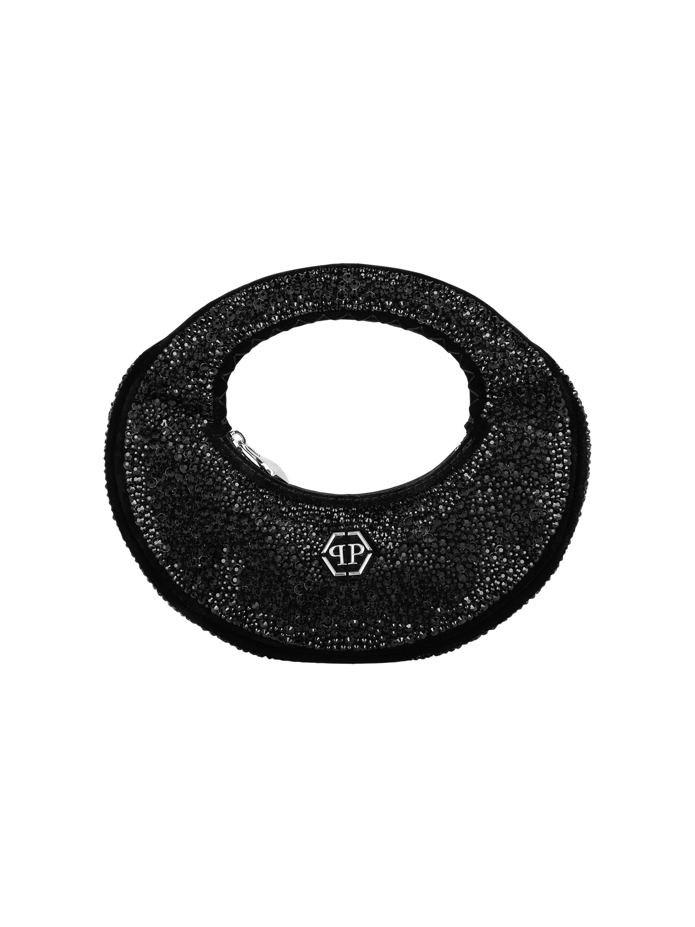Suede Mini Handle Bag Strass