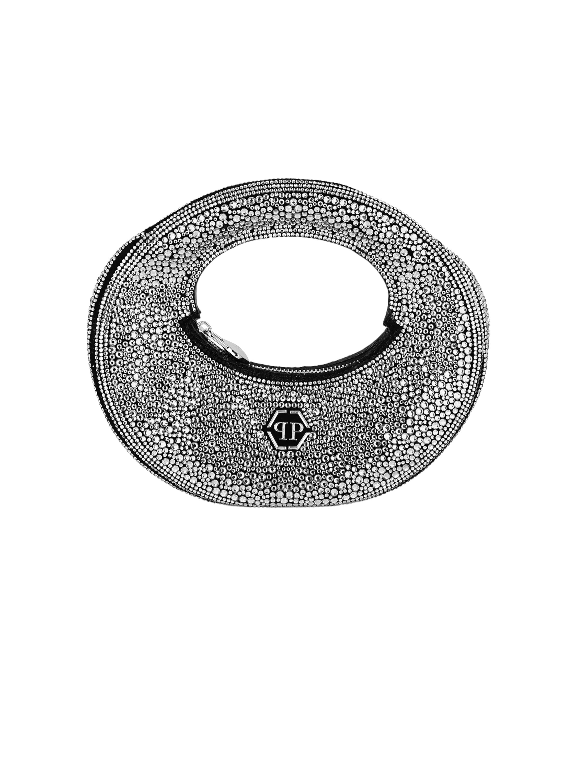 Suede Mini Handle Bag Strass