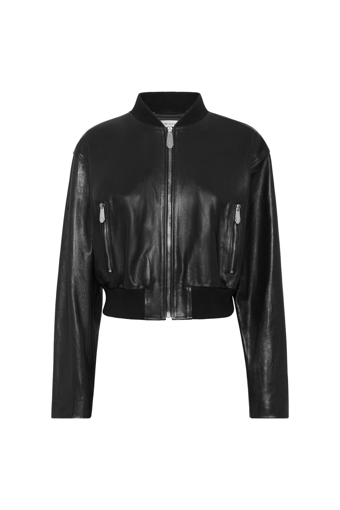 Philipp Plein Leather Bomber SIGNATURE, Jacken & Mäntel