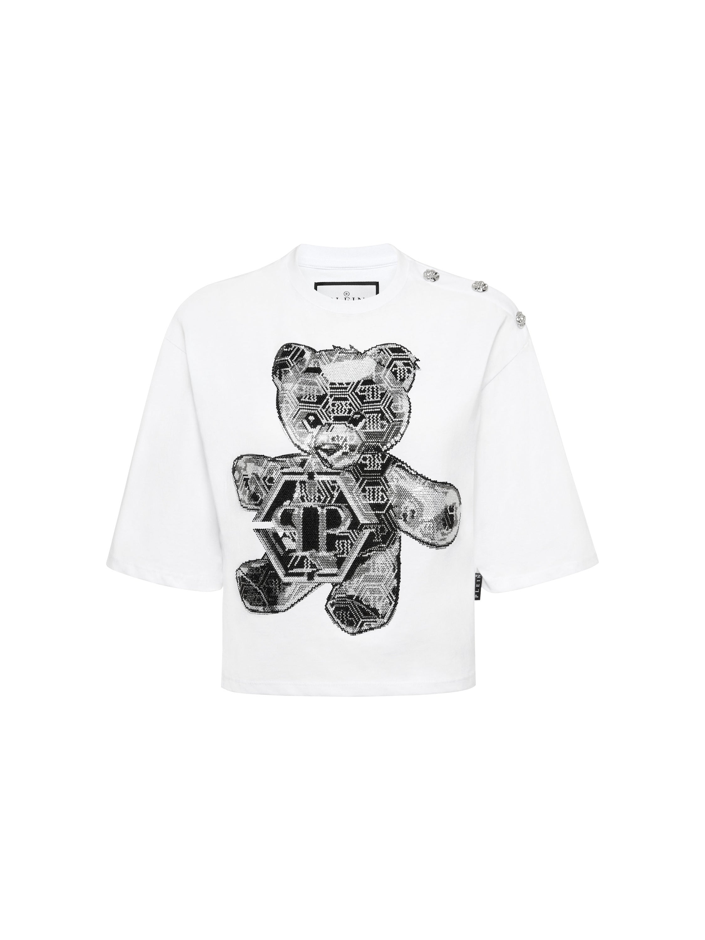 Cropped Round Neck T-Shirt 3D Teddy