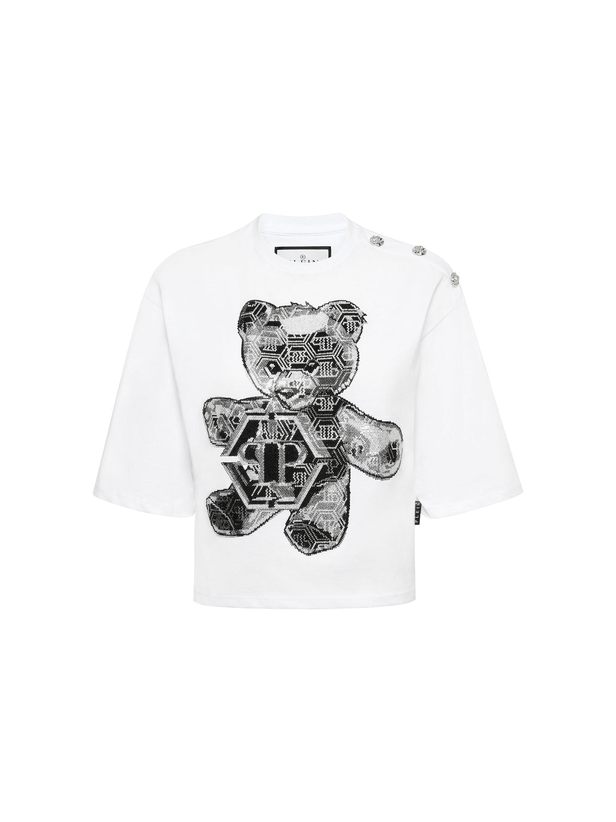 Cropped Round Neck T-Shirt 3D Teddy
