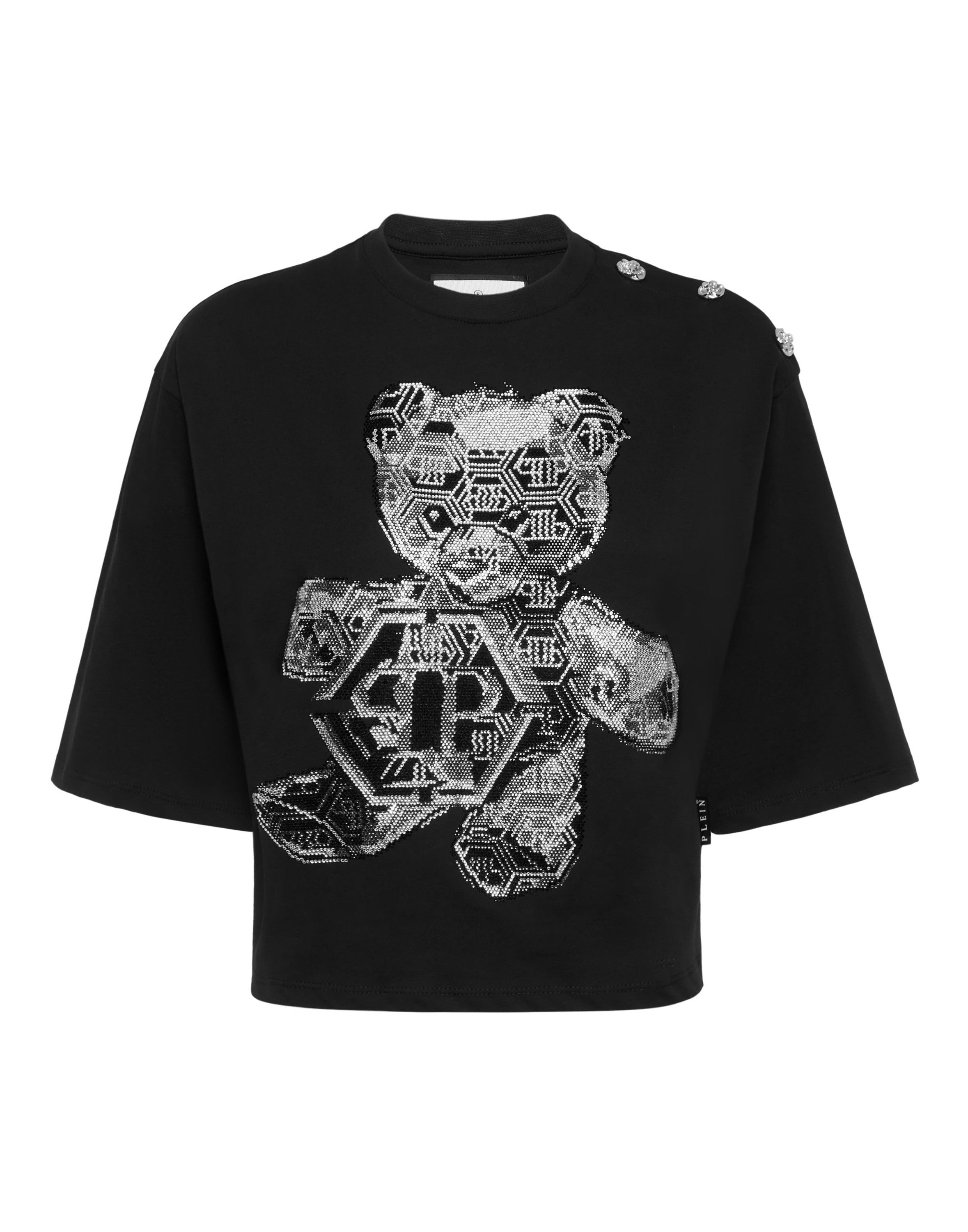 Cropped Round Neck T-Shirt 3D Teddy