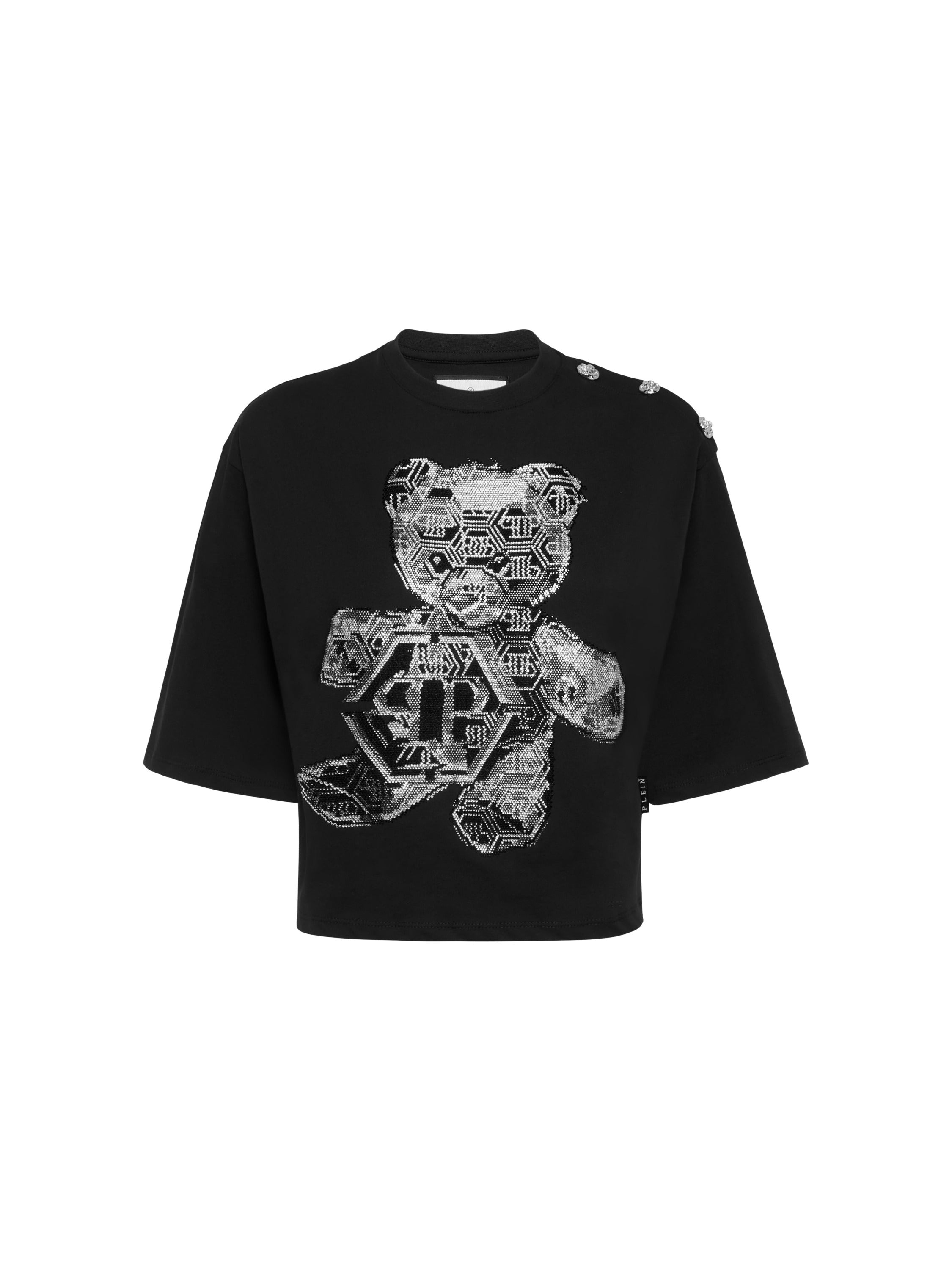 Cropped Round Neck T-Shirt 3D Teddy