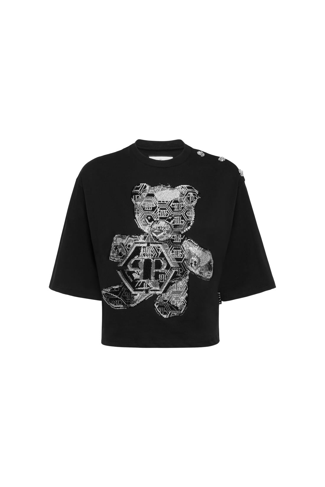 Philipp Plein Cropped Round Neck T-Shirt 3D Teddy, Shirts