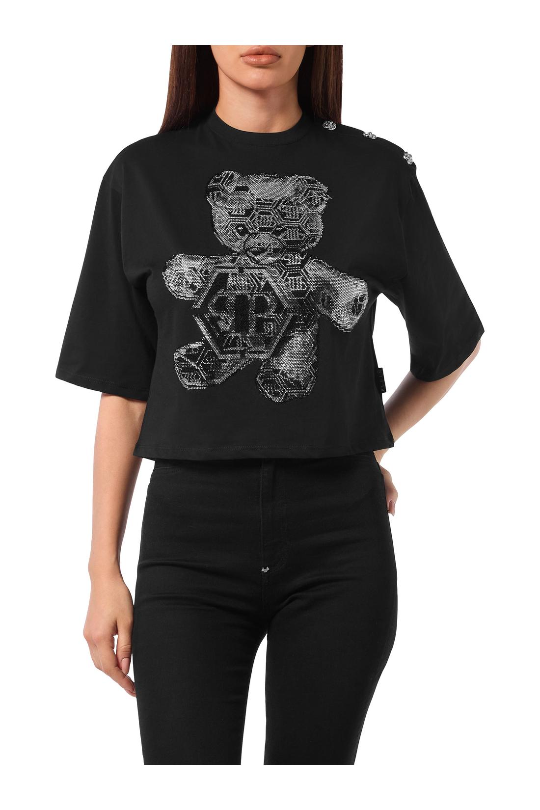 Philipp Plein Cropped Round Neck T-Shirt 3D Teddy, Shirts