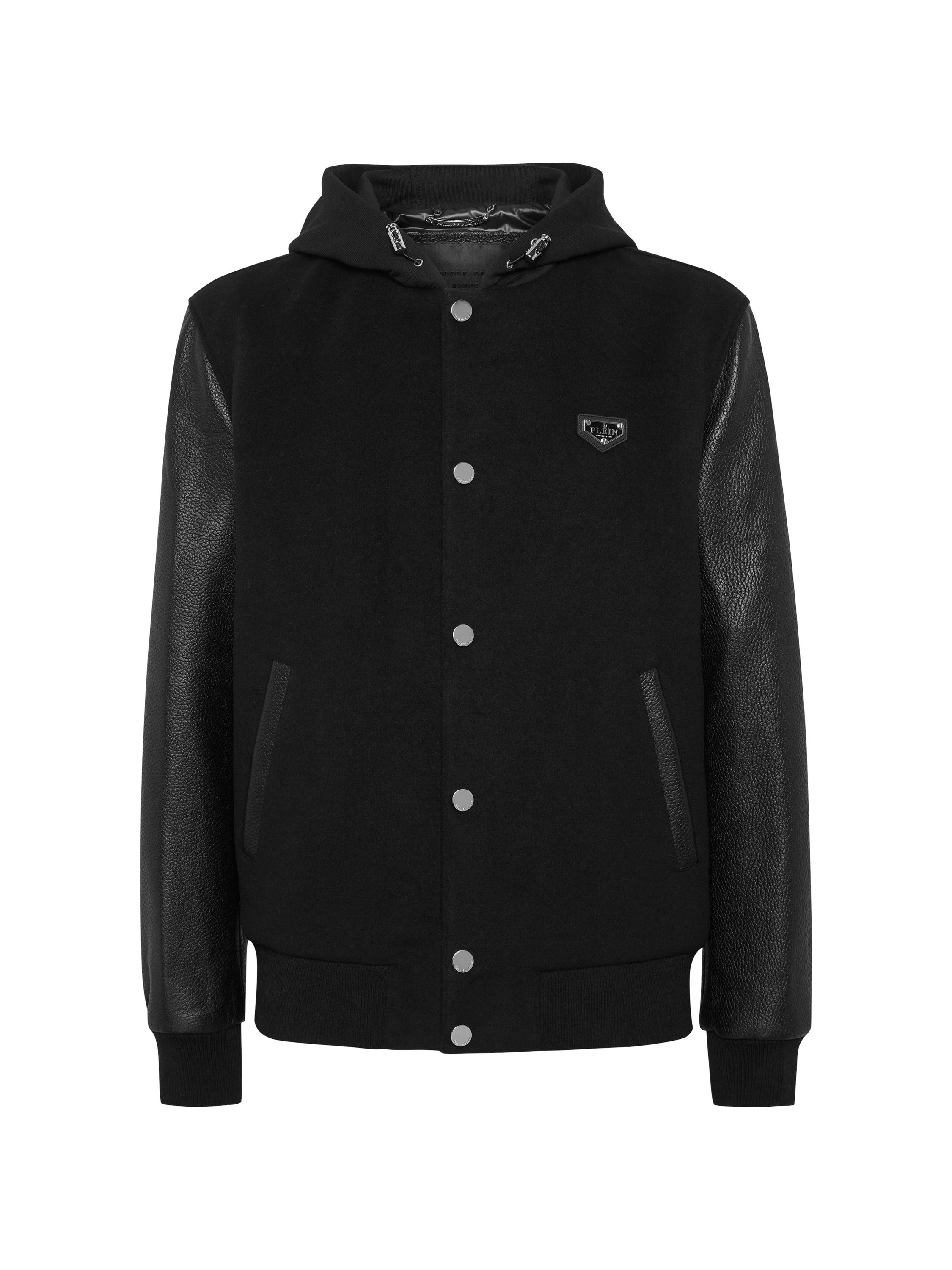 Hooded Varsity Bomber Jacket