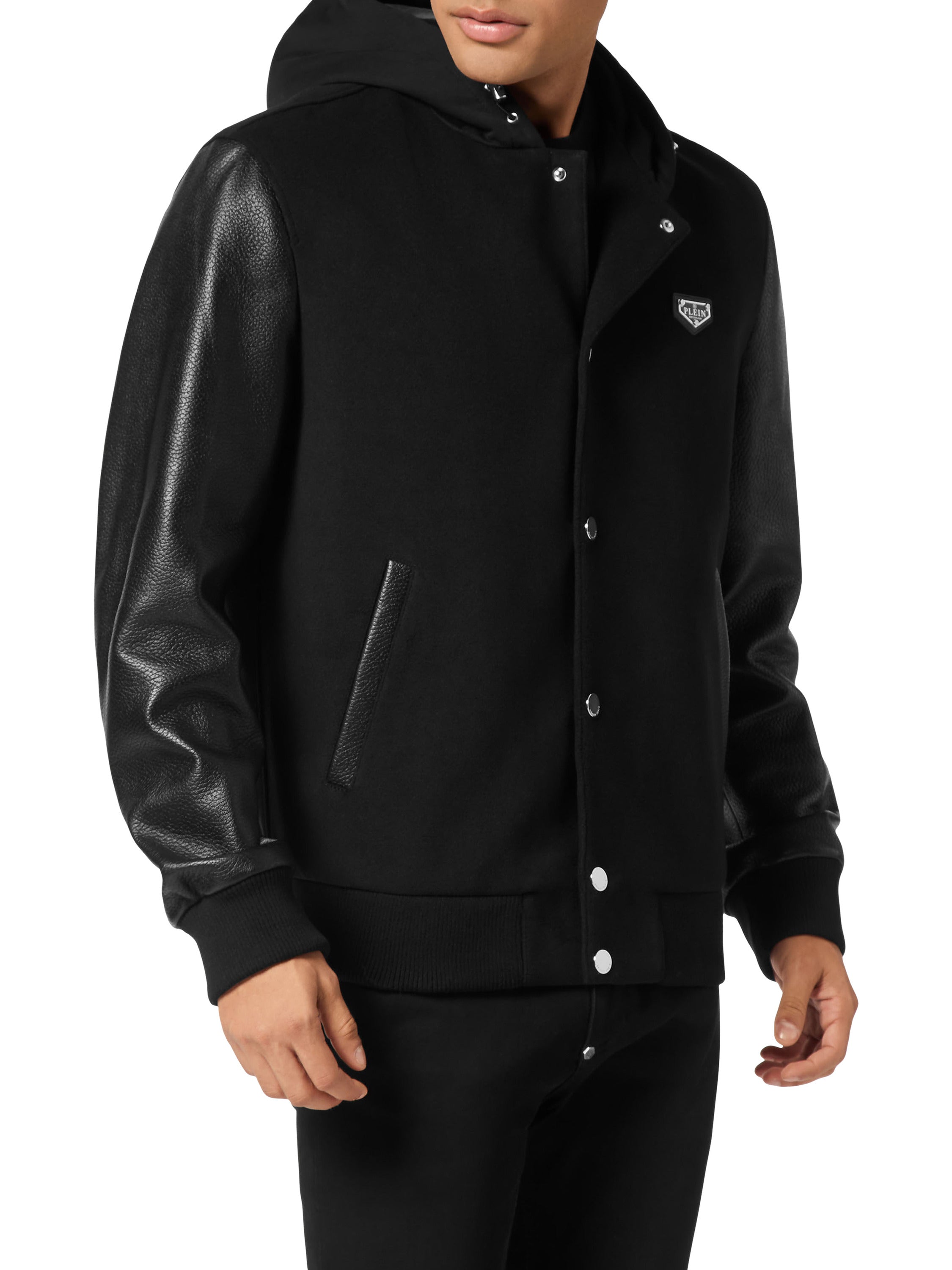 Hooded Varsity Bomber Jacket