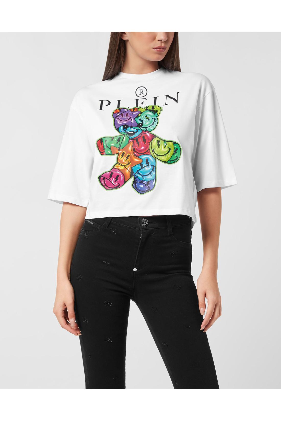 Cropped T-Shirt Round Neck Teddy