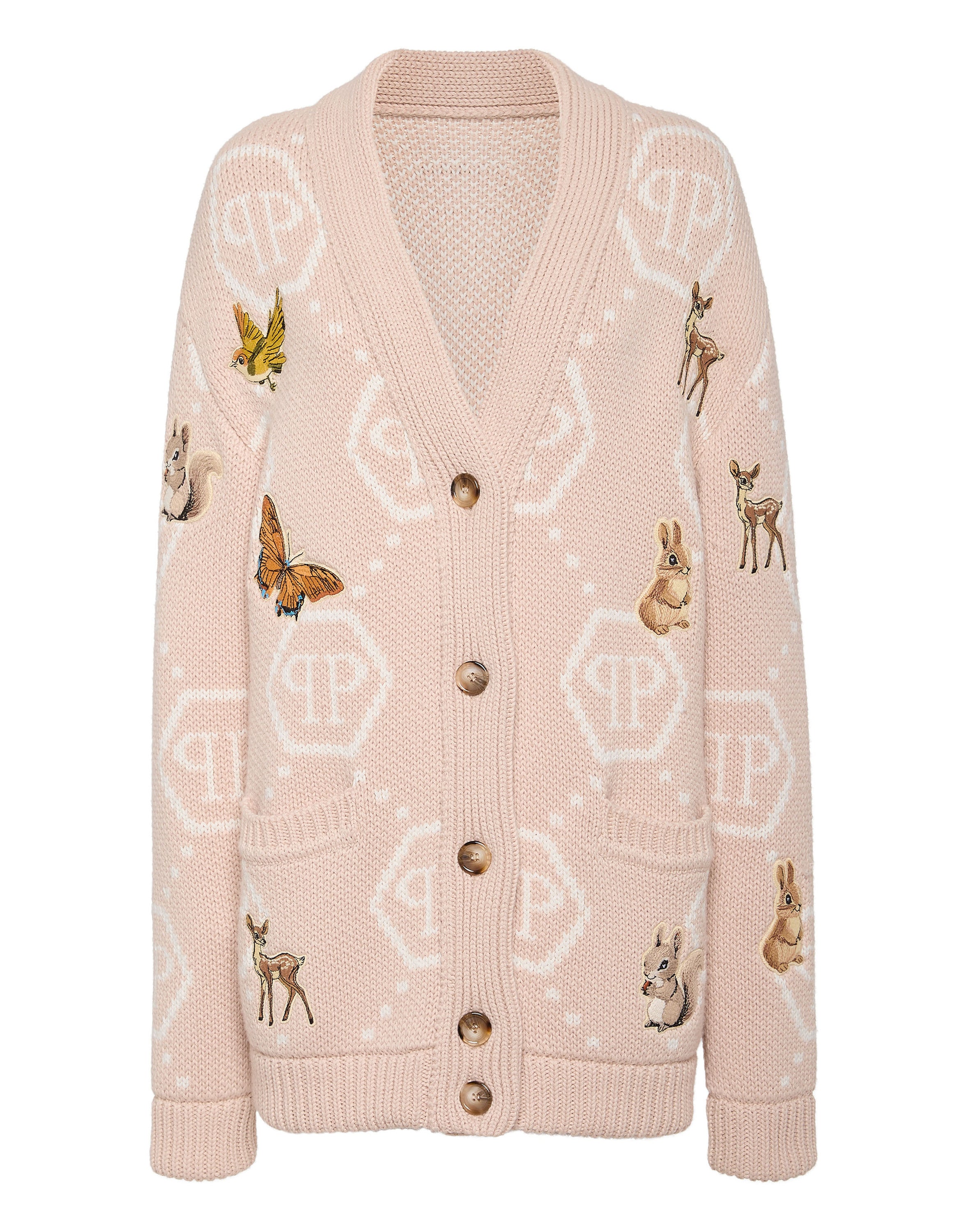 Long Oversized Cardigan with Fairy Embroidery