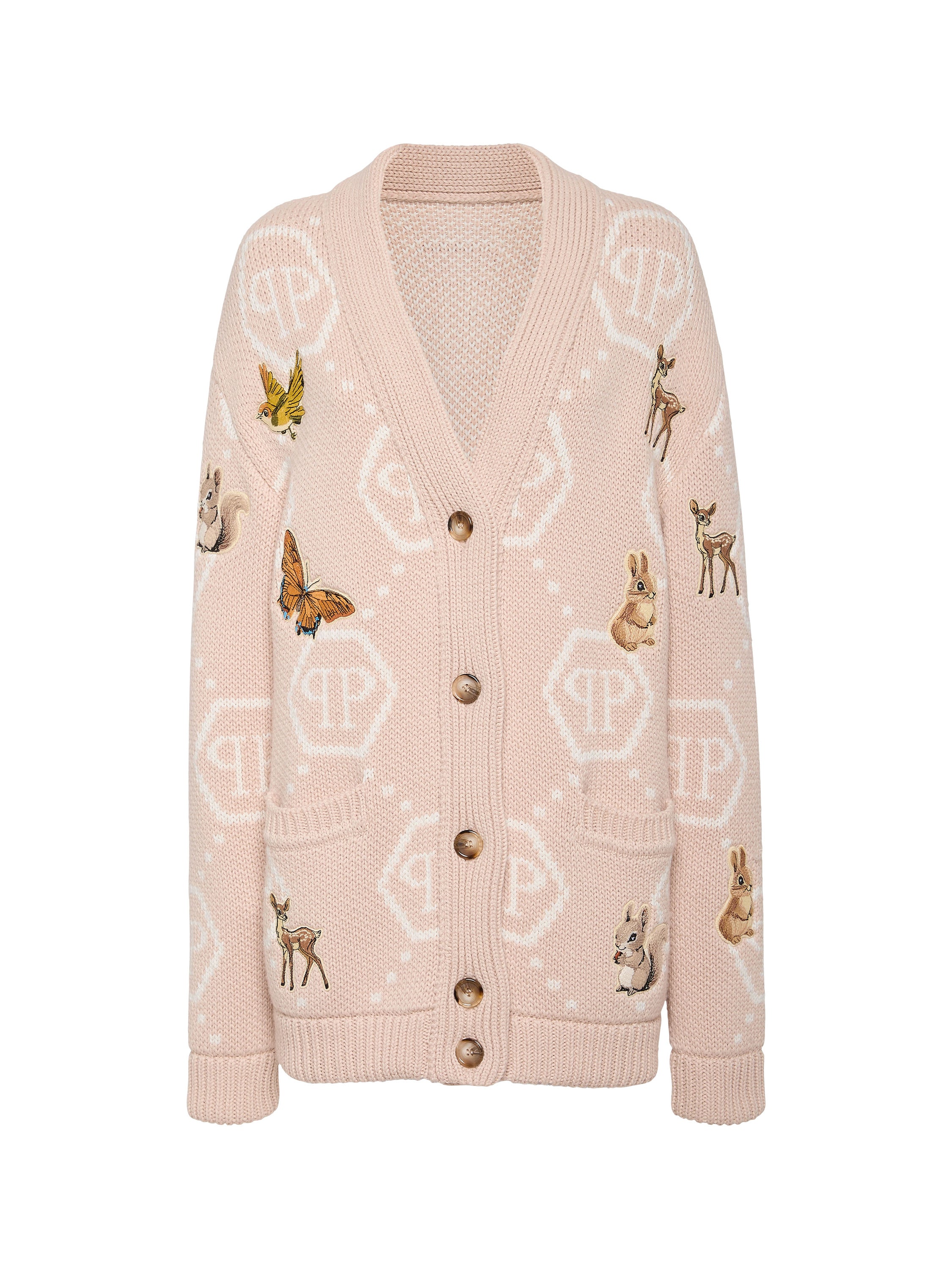 Long Oversized Cardigan with Fairy Embroidery