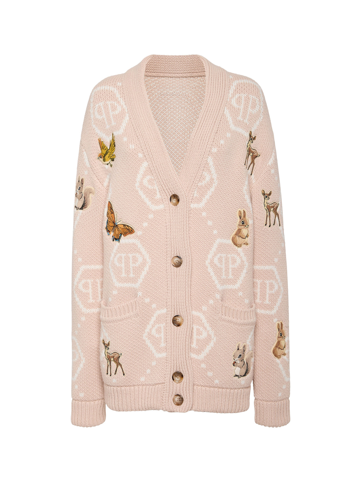Long Oversized Cardigan with Fairy Embroidery
