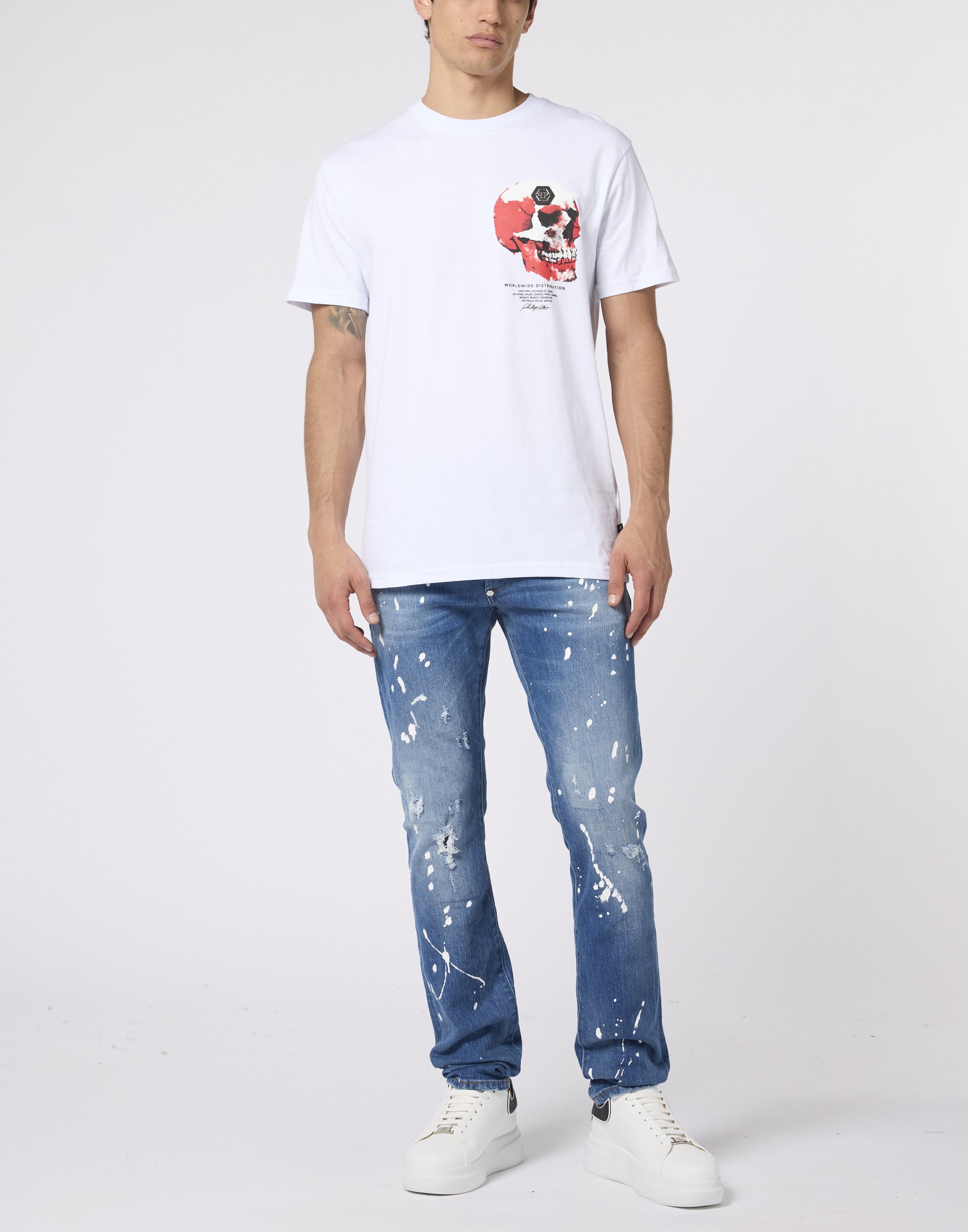 Roundneck T-Shirt Puffy Red Skull Skull