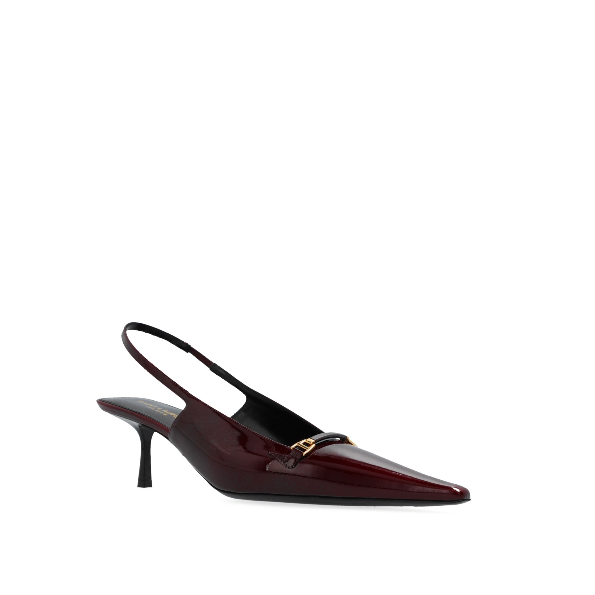 Saint Laurent-Saint Laurent 'Carine' Leather Slingback Pumps-WOMEN SHOES-Black-Deal-Outlet-by-ARCHIVIST