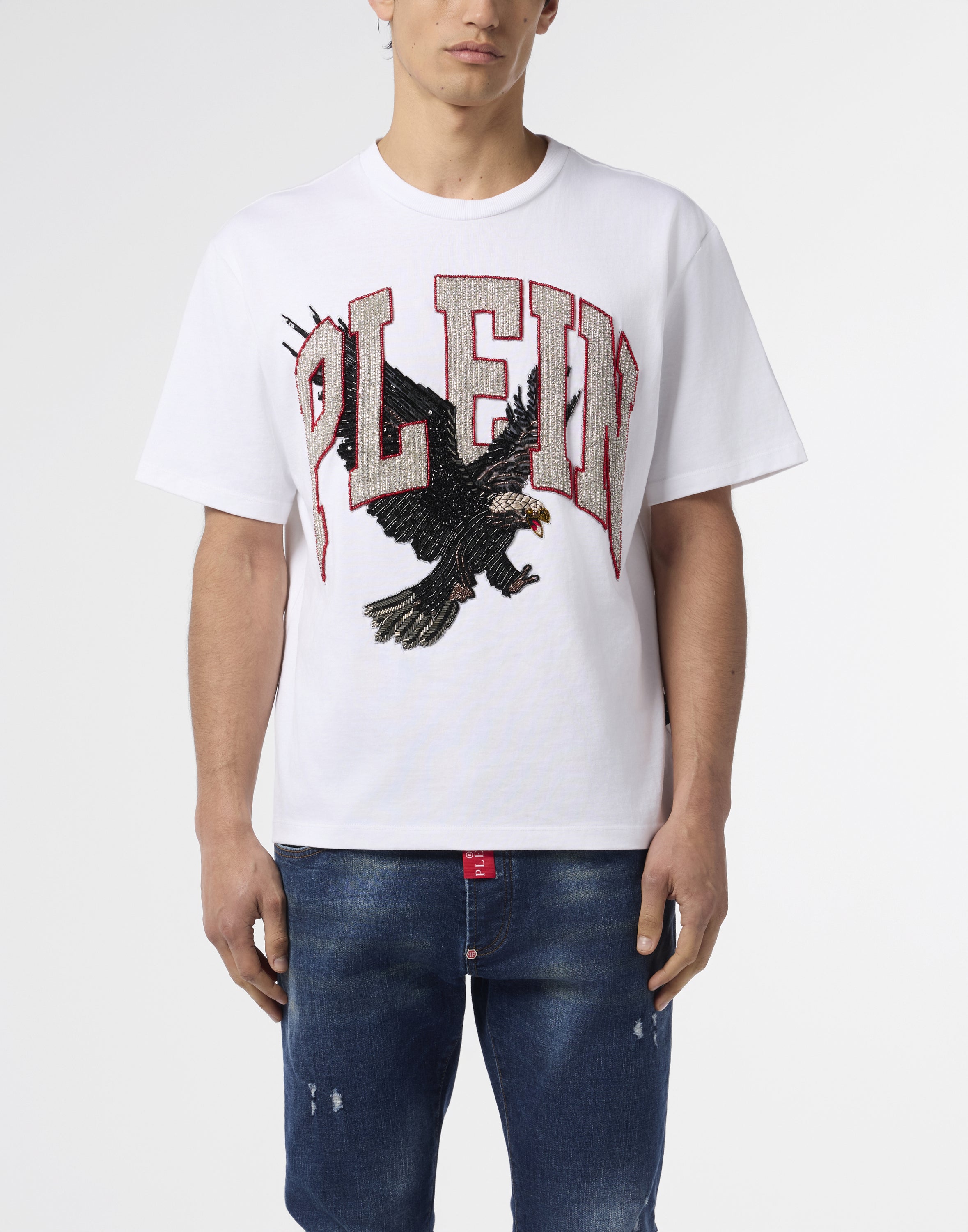 Washed Round Neck T-Shirt Plein Eagle