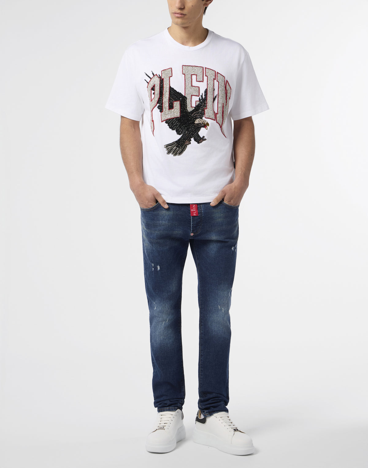 Washed Round Neck T-Shirt Plein Eagle