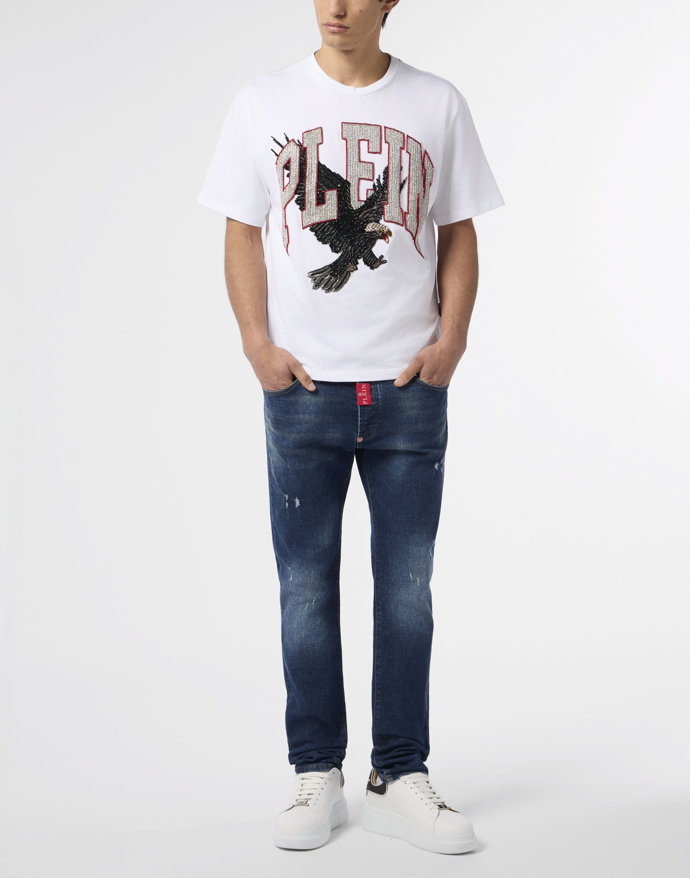 Washed Round Neck T-Shirt Plein Eagle