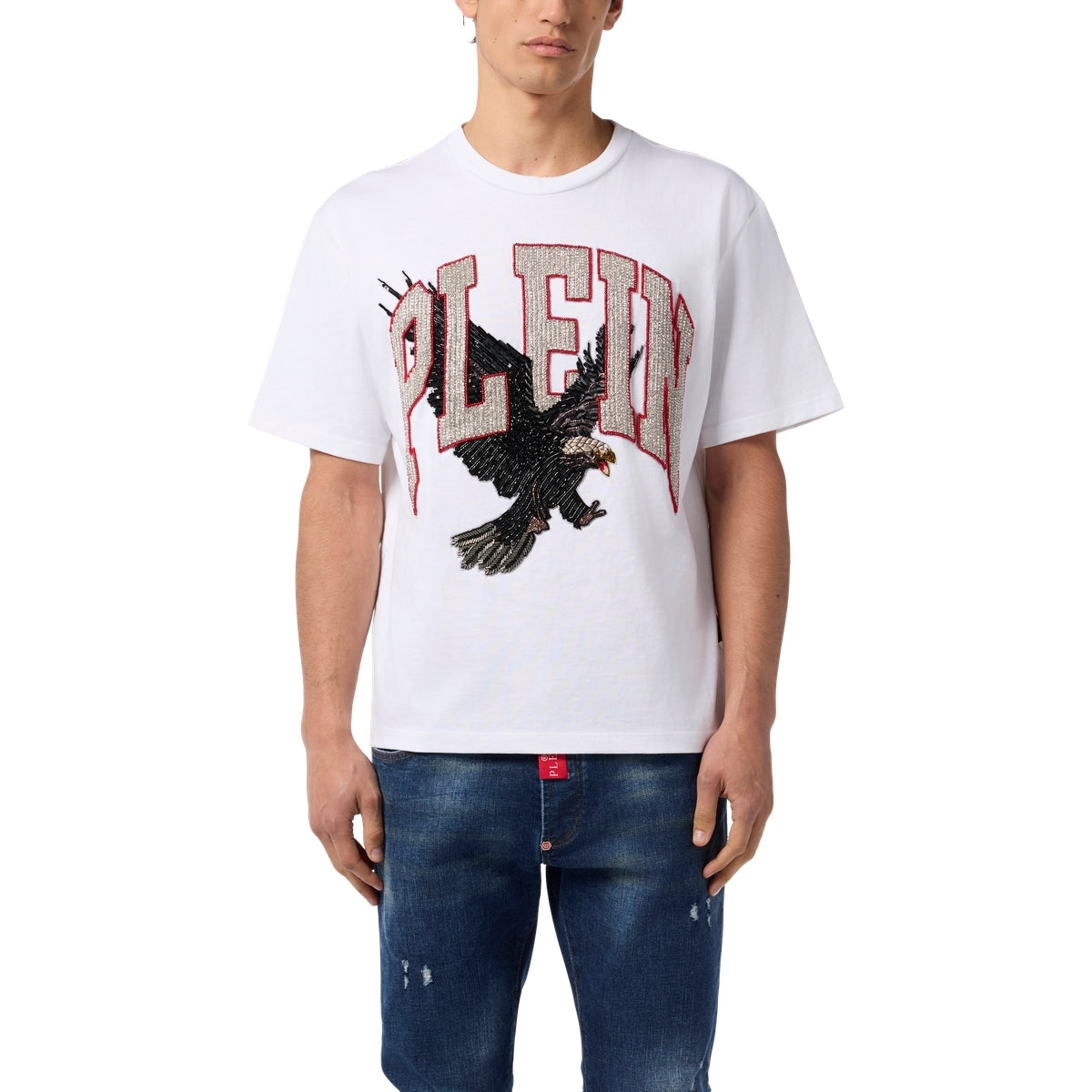 Washed Round Neck T-Shirt Plein Eagle